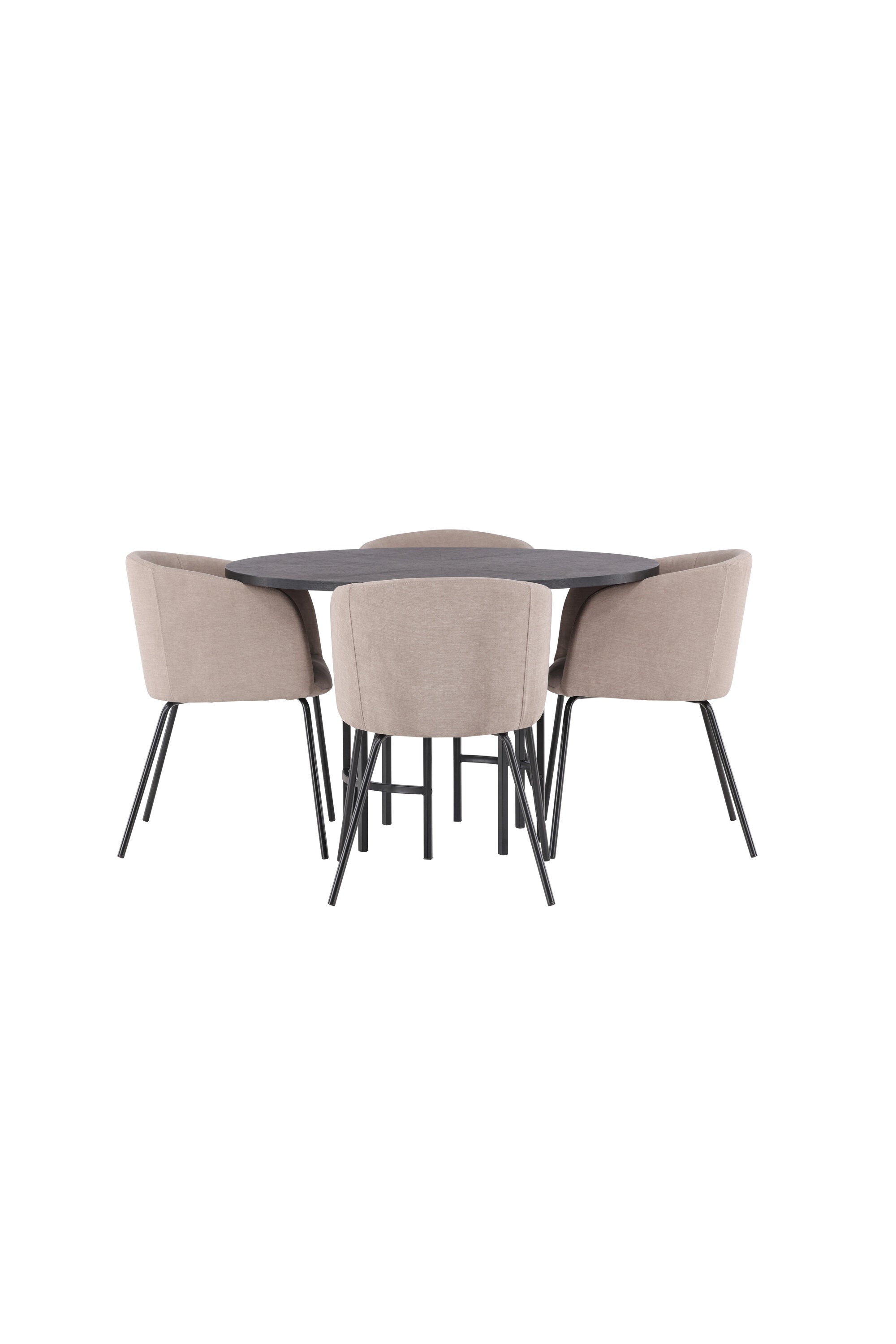 Esszimmerset Copenhagen + Berit ⌀115cm/4St. in Beige dunkel / Schwarz präsentiert im Onlineshop von KAQTU Design AG. Esszimmerset ist von Venture Home