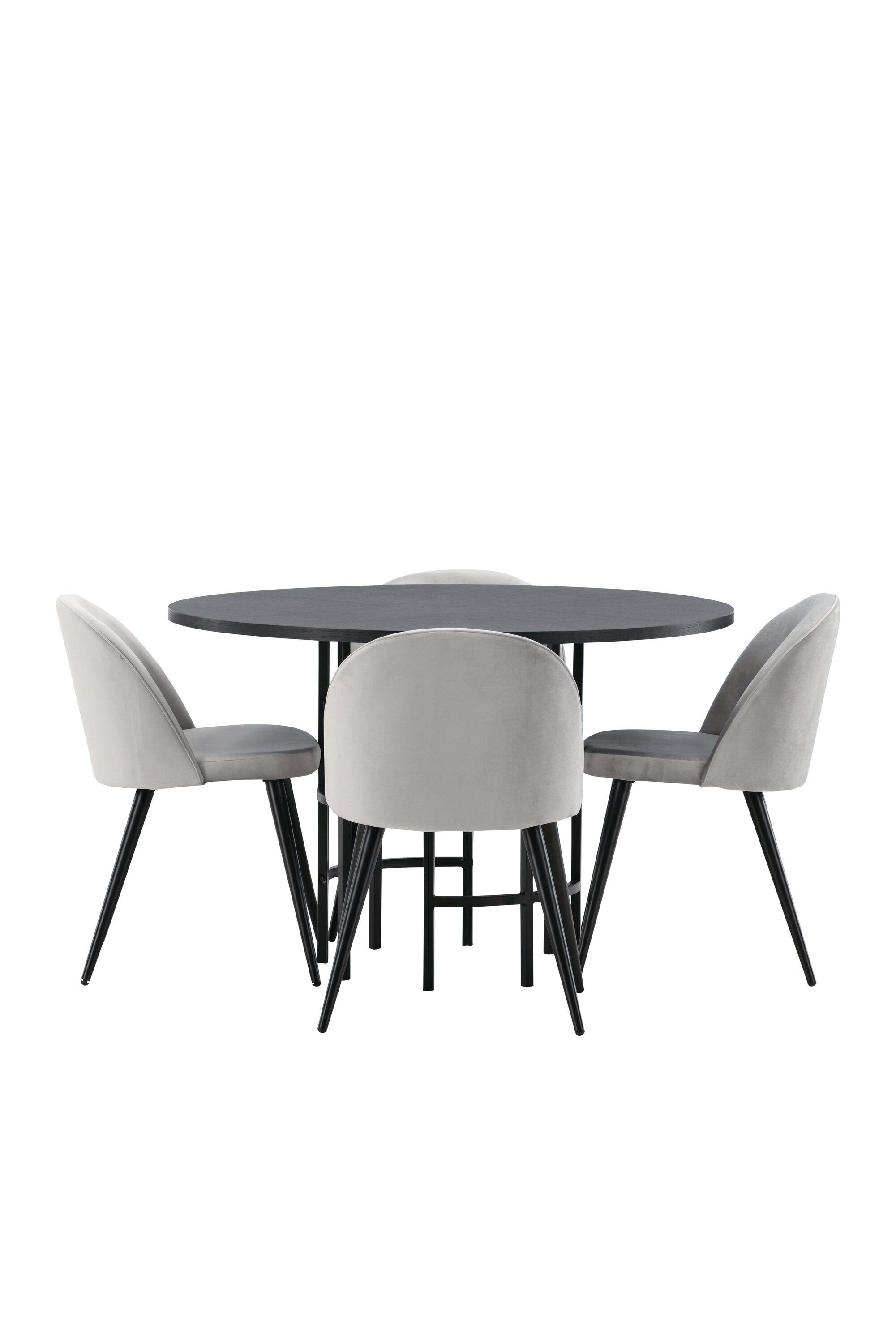 Esszimmerset Copenhagen + Velvet ⌀115cm/4St. in Schwarzgrau präsentiert im Onlineshop von KAQTU Design AG. Esszimmerset ist von Venture Home