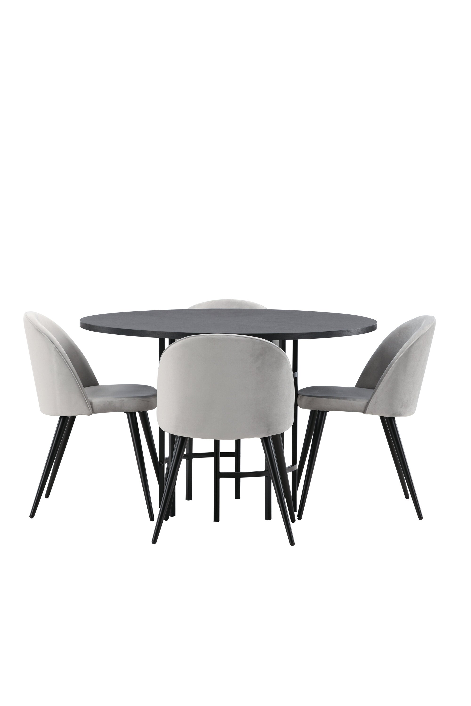 Esszimmerset Copenhagen + Velvet ⌀115cm/4St. in Schwarzgrau präsentiert im Onlineshop von KAQTU Design AG. Esszimmerset ist von Venture Home