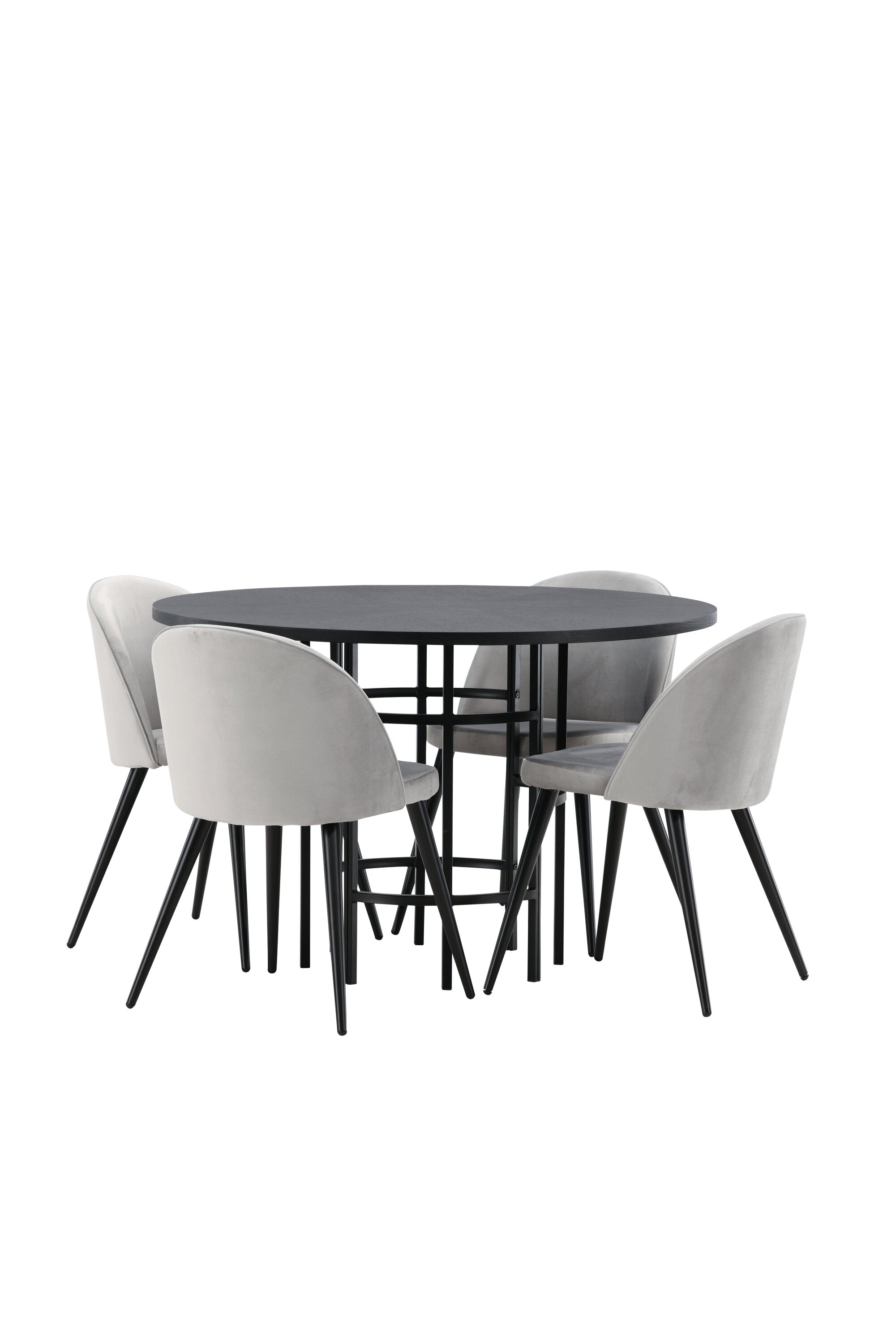 Esszimmerset Copenhagen + Velvet ⌀115cm/4St. in Schwarzgrau präsentiert im Onlineshop von KAQTU Design AG. Esszimmerset ist von Venture Home