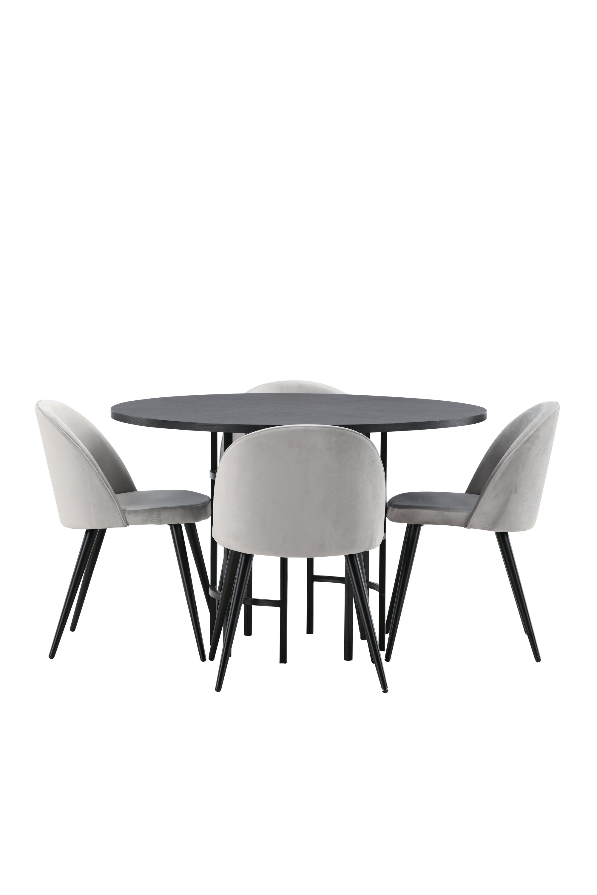Esszimmerset Copenhagen + Velvet ⌀115cm/4St. in Schwarzgrau präsentiert im Onlineshop von KAQTU Design AG. Esszimmerset ist von Venture Home