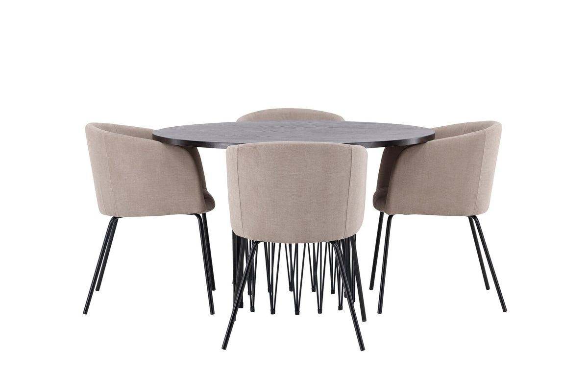 Stone Esszimmerset + Berit ⌀120cm/4St. in Beige, Schwarz präsentiert im Onlineshop von KAQTU Design AG. Esszimmerset ist von Venture Home