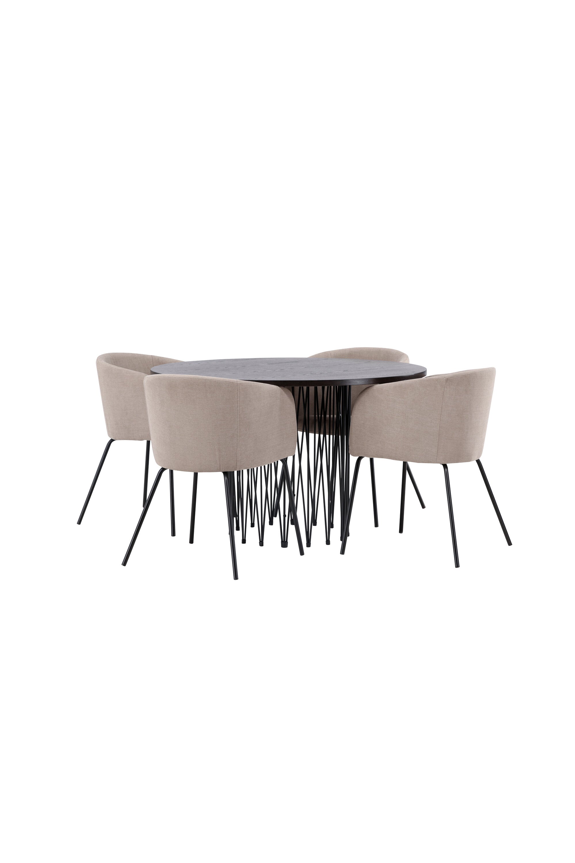 Stone Esszimmerset + Berit ⌀120cm/4St. in Beige, Schwarz präsentiert im Onlineshop von KAQTU Design AG. Esszimmerset ist von Venture Home