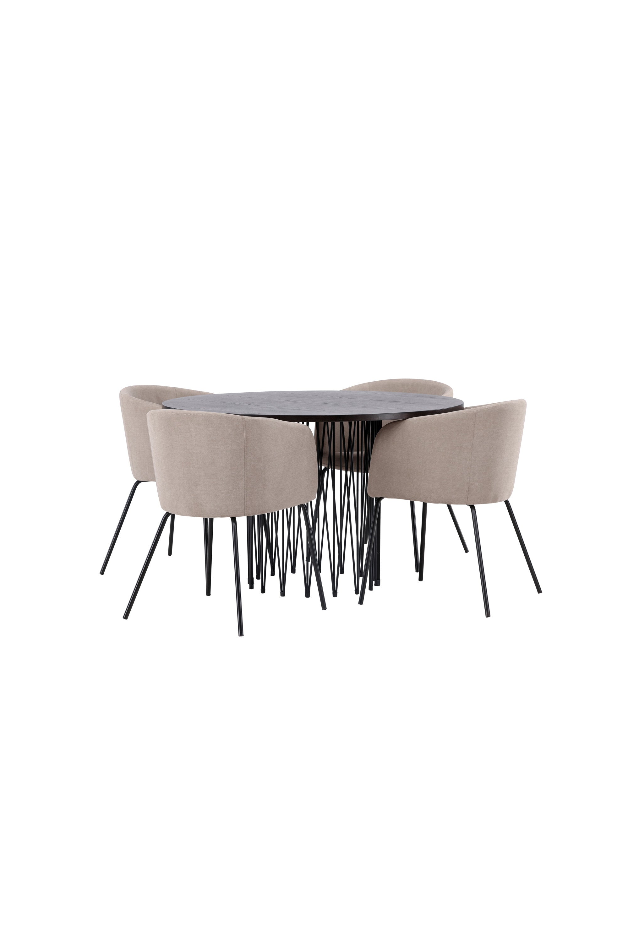 Stone Esszimmerset + Berit ⌀120cm/4St. in Beige, Schwarz präsentiert im Onlineshop von KAQTU Design AG. Esszimmerset ist von Venture Home