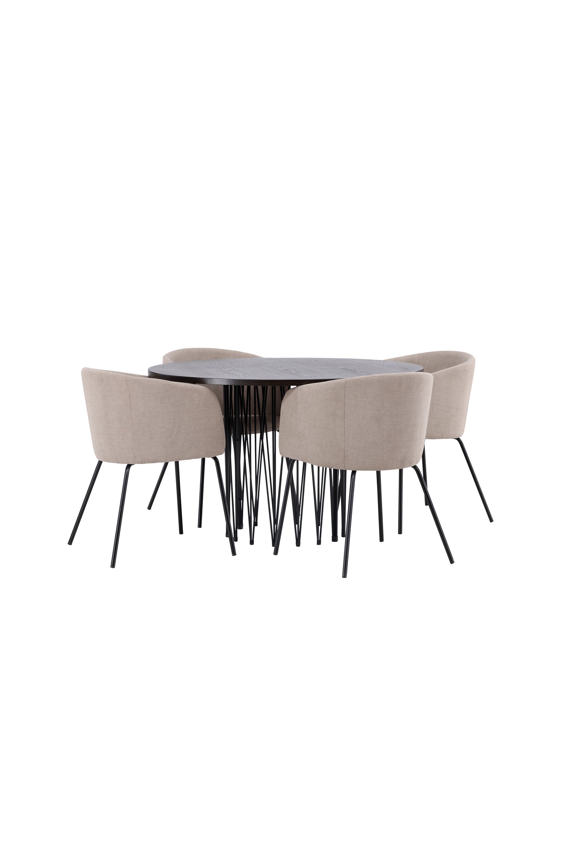 Stone Esszimmerset + Berit ⌀120cm/4St. in Beige, Schwarz präsentiert im Onlineshop von KAQTU Design AG. Esszimmerset ist von Venture Home