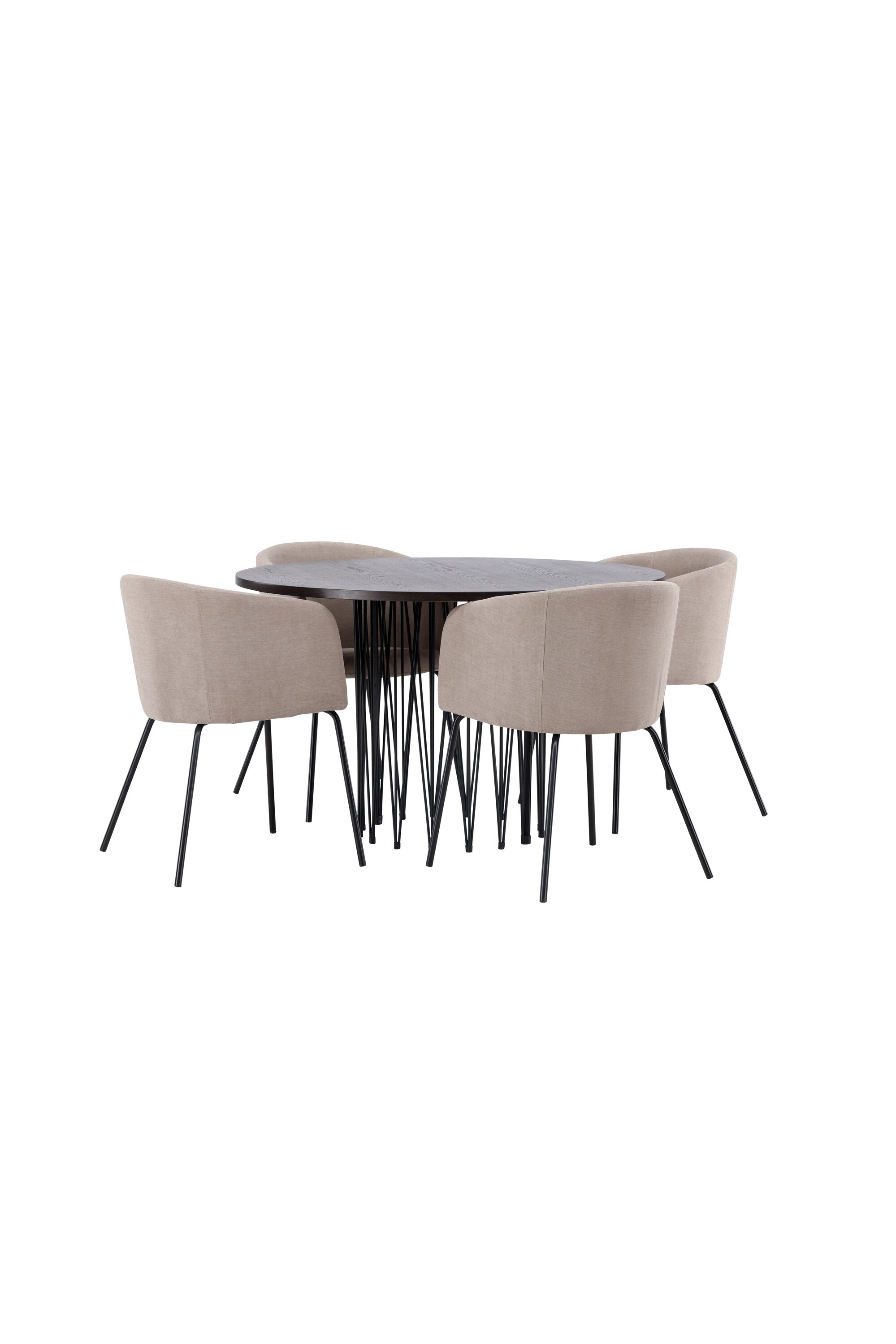 Stone Esszimmerset + Berit ⌀120cm/4St. in Beige, Schwarz präsentiert im Onlineshop von KAQTU Design AG. Esszimmerset ist von Venture Home