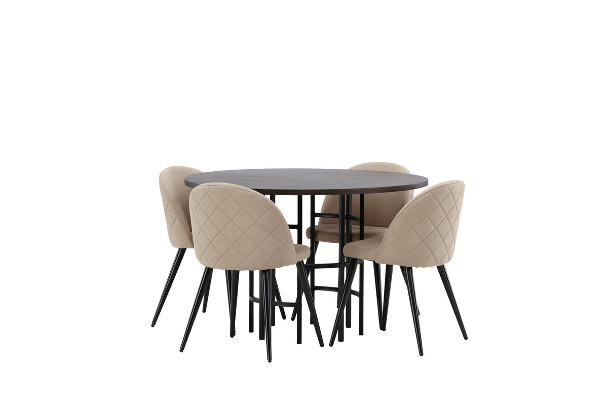 Esszimmerset Copenhagen + Velvet ⌀115cm/4St. in Mooca / Beige / Schwarz präsentiert im Onlineshop von KAQTU Design AG. Esszimmerset ist von Venture Home