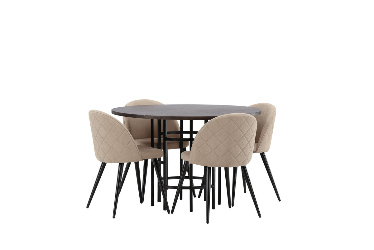 Esszimmerset Copenhagen + Velvet ⌀115cm/4St. in Mooca / Beige / Schwarz präsentiert im Onlineshop von KAQTU Design AG. Esszimmerset ist von Venture Home