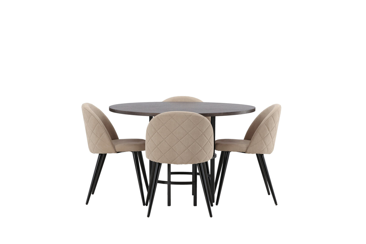 Esszimmerset Copenhagen + Velvet ⌀115cm/4St. in Mooca / Beige / Schwarz präsentiert im Onlineshop von KAQTU Design AG. Esszimmerset ist von Venture Home