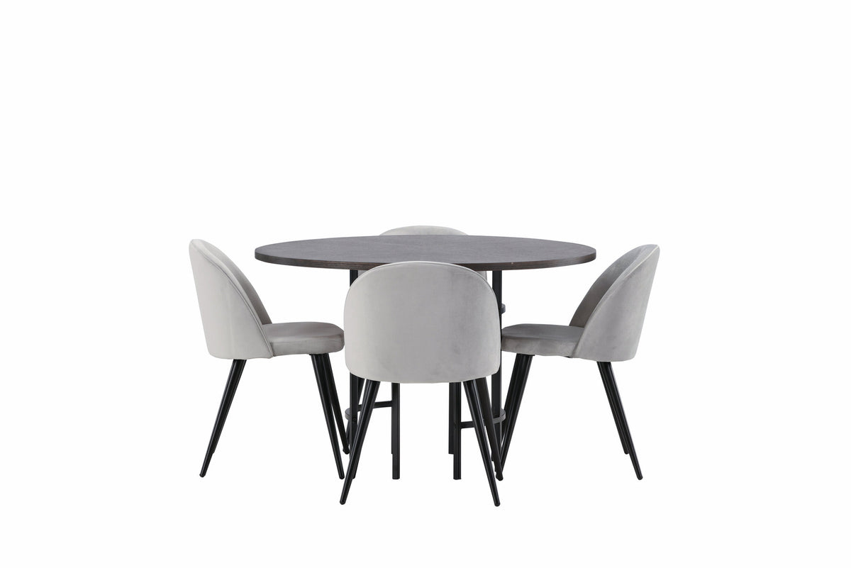 Esszimmerset Copenhagen + Velvet ⌀115cm/4St. in Mooca / Schwarzgrau präsentiert im Onlineshop von KAQTU Design AG. Esszimmerset ist von Venture Home