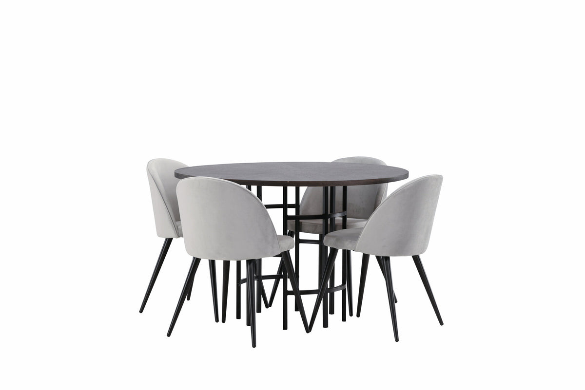 Esszimmerset Copenhagen + Velvet ⌀115cm/4St. in Mooca / Schwarzgrau präsentiert im Onlineshop von KAQTU Design AG. Esszimmerset ist von Venture Home