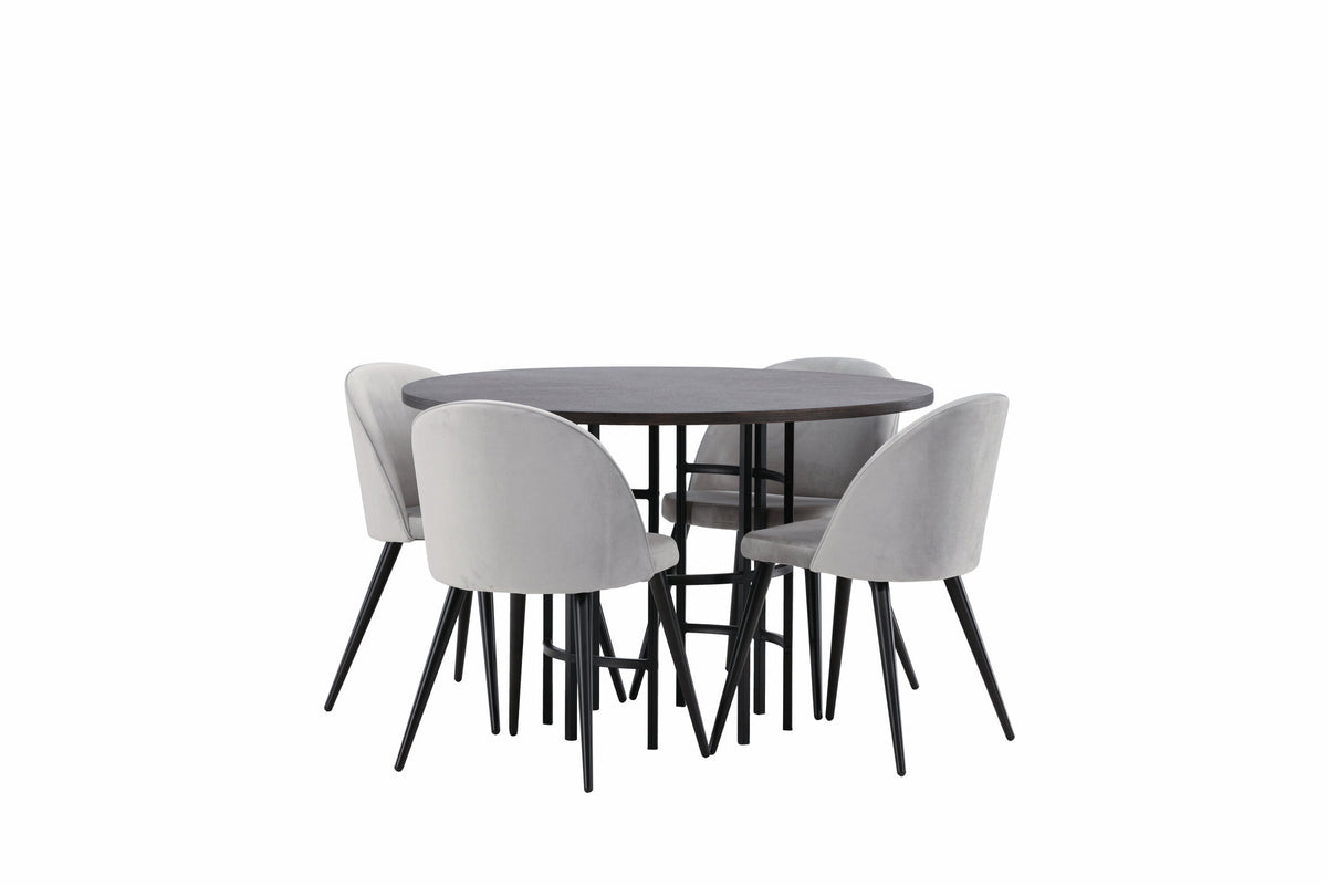 Esszimmerset Copenhagen + Velvet ⌀115cm/4St. in Mooca / Schwarzgrau präsentiert im Onlineshop von KAQTU Design AG. Esszimmerset ist von Venture Home