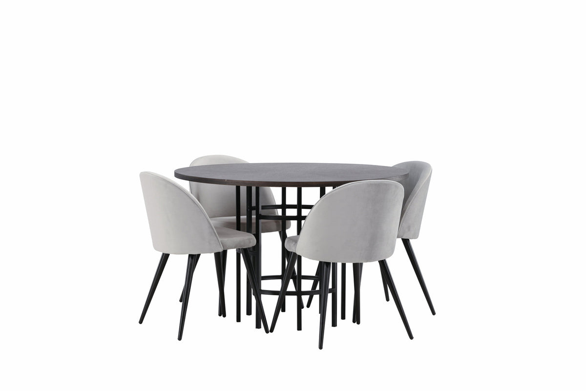 Esszimmerset Copenhagen + Velvet ⌀115cm/4St. in Mooca / Schwarzgrau präsentiert im Onlineshop von KAQTU Design AG. Esszimmerset ist von Venture Home