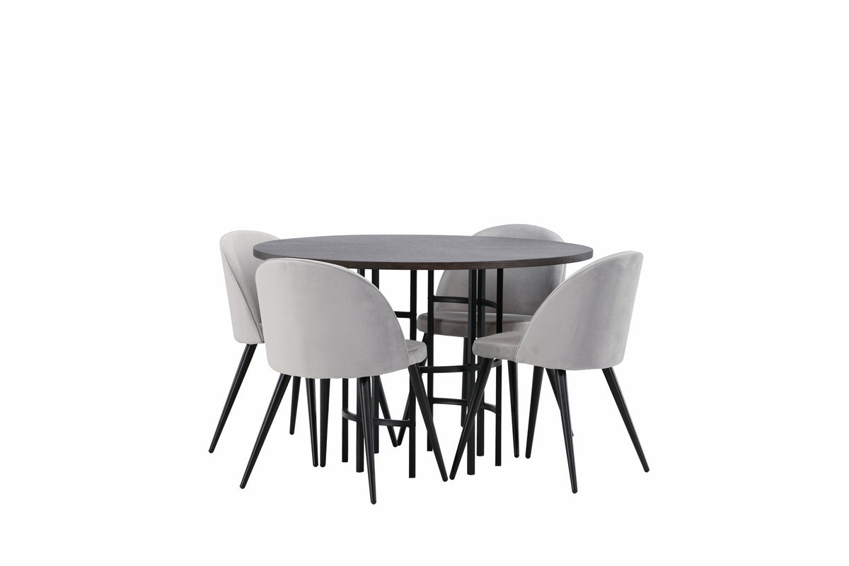 Esszimmerset Copenhagen + Velvet ⌀115cm/4St. in Mooca / Schwarzgrau präsentiert im Onlineshop von KAQTU Design AG. Esszimmerset ist von Venture Home