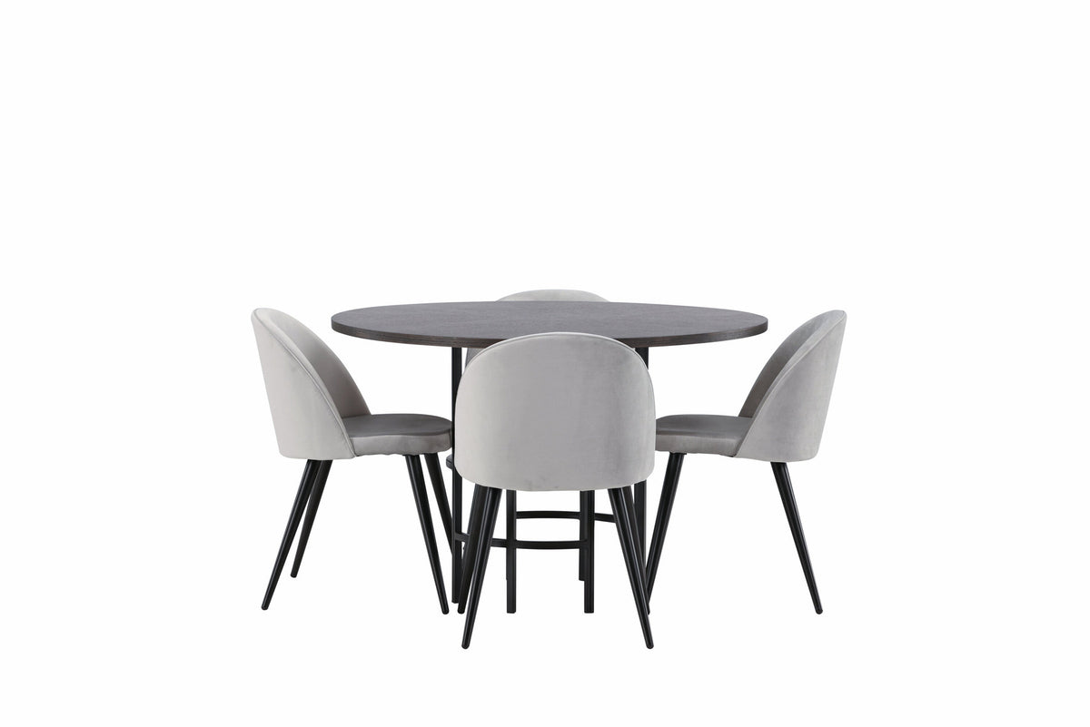 Esszimmerset Copenhagen + Velvet ⌀115cm/4St. in Mooca / Schwarzgrau präsentiert im Onlineshop von KAQTU Design AG. Esszimmerset ist von Venture Home