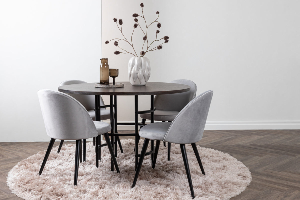 Esszimmerset Copenhagen + Velvet ⌀115cm/4St. in Mooca / Schwarzgrau präsentiert im Onlineshop von KAQTU Design AG. Esszimmerset ist von Venture Home