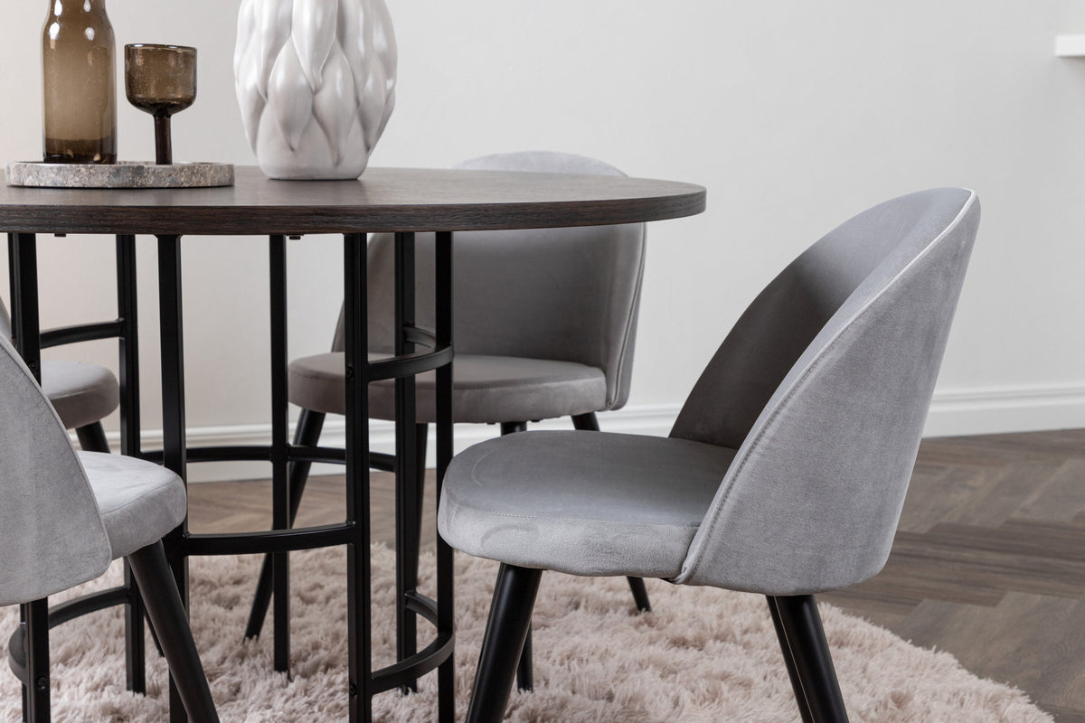 Esszimmerset Copenhagen + Velvet ⌀115cm/4St. in Mooca / Schwarzgrau präsentiert im Onlineshop von KAQTU Design AG. Esszimmerset ist von Venture Home
