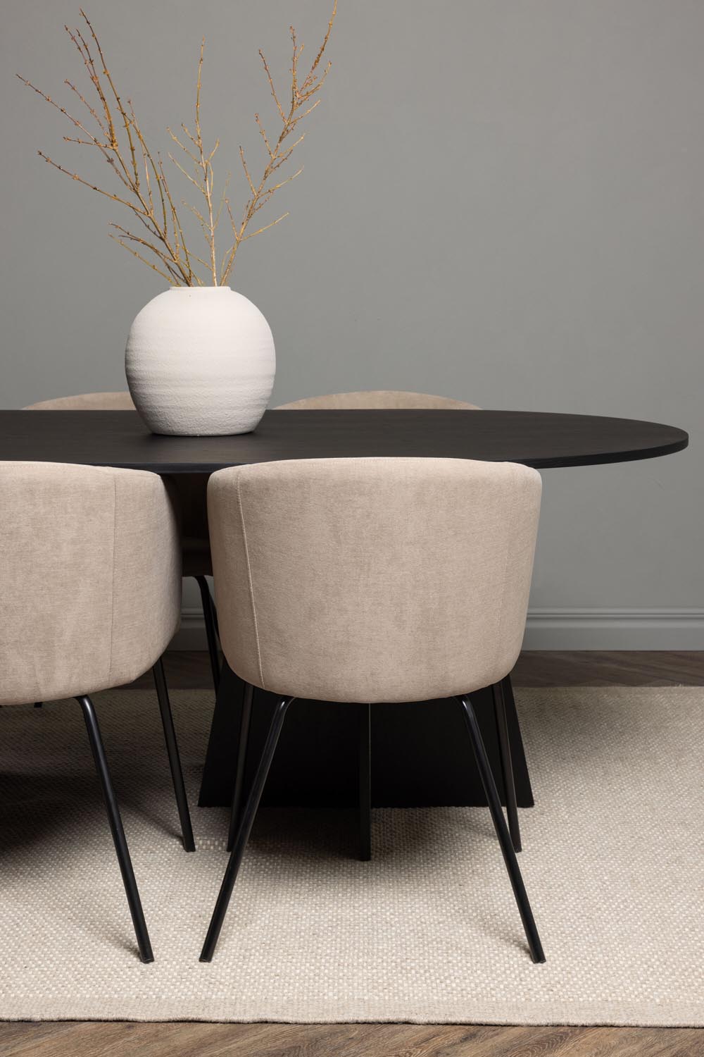 Bootcut Esszimmerset + Berit 230cm/6St. in Beige, Schwarz präsentiert im Onlineshop von KAQTU Design AG. Esszimmerset ist von Venture Home