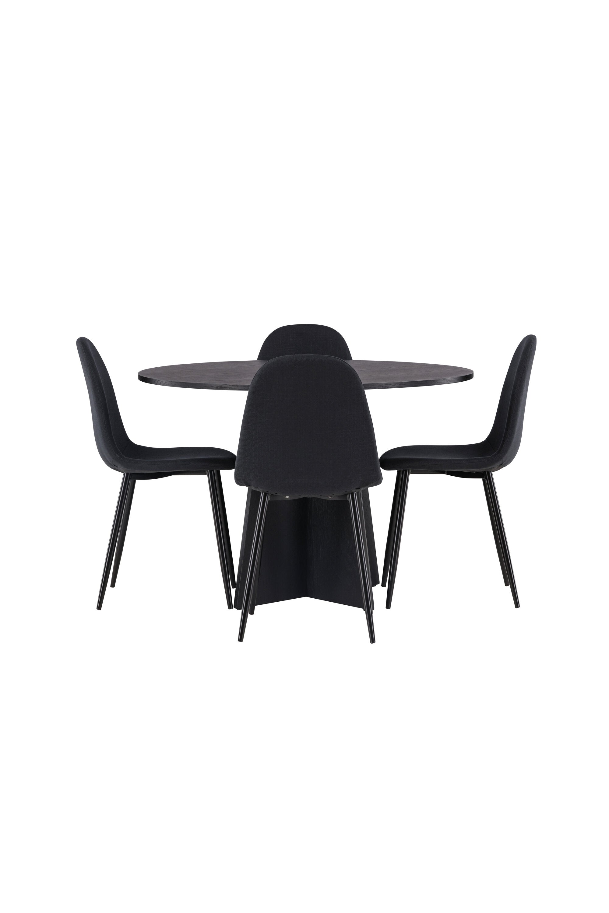 Bootcut Esszimmerset + Polar ⌀110cm/4St. in Schwarz präsentiert im Onlineshop von KAQTU Design AG. Esszimmerset ist von Venture Home