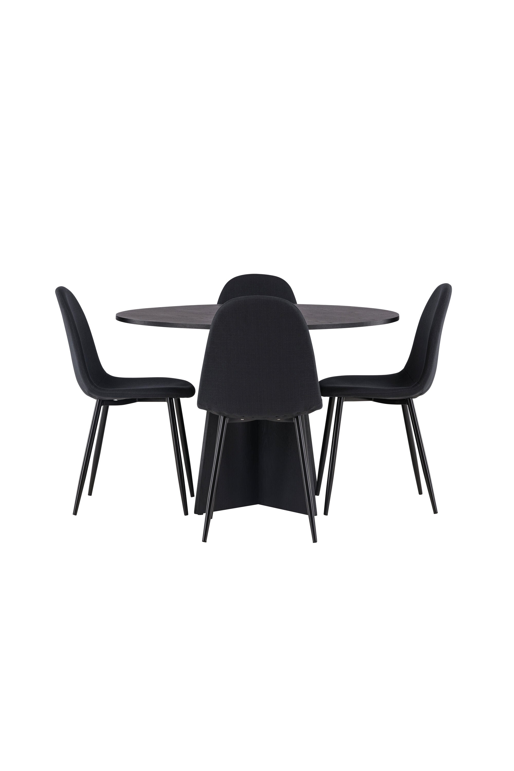 Bootcut Esszimmerset + Polar ⌀110cm/4St. in Schwarz präsentiert im Onlineshop von KAQTU Design AG. Esszimmerset ist von Venture Home