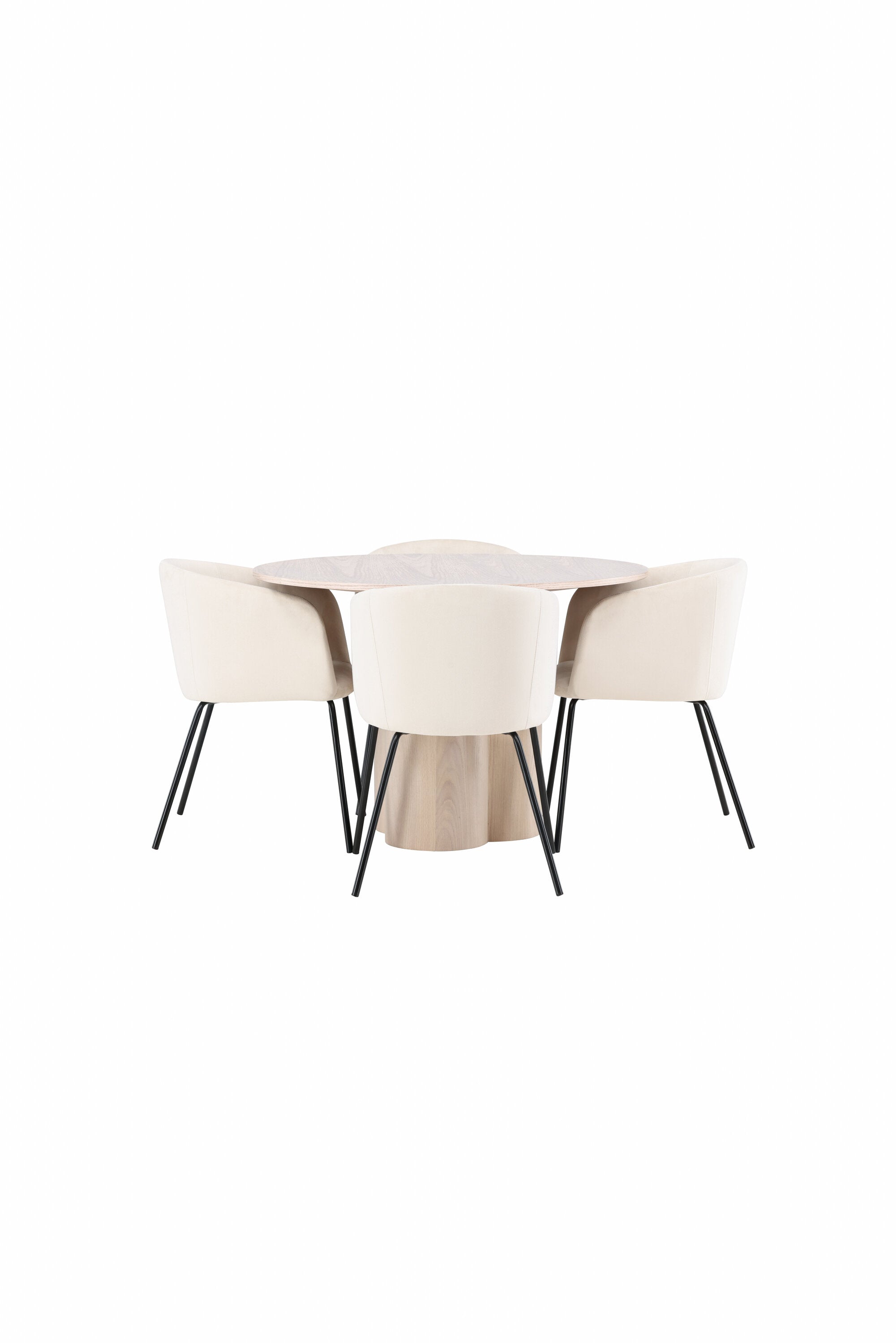 Olivia Esszimmer Set + Berit ⌀110cm/4St. in Natur / Beige / Schwarz präsentiert im Onlineshop von KAQTU Design AG. Esszimmerset ist von Venture Home