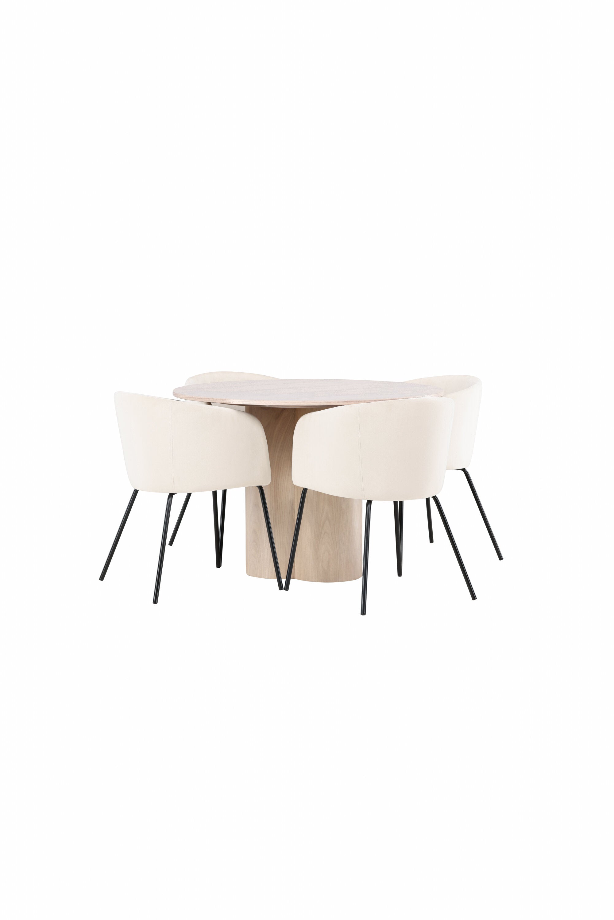 Olivia Esszimmer Set + Berit ⌀110cm/4St. in Natur / Beige / Schwarz präsentiert im Onlineshop von KAQTU Design AG. Esszimmerset ist von Venture Home