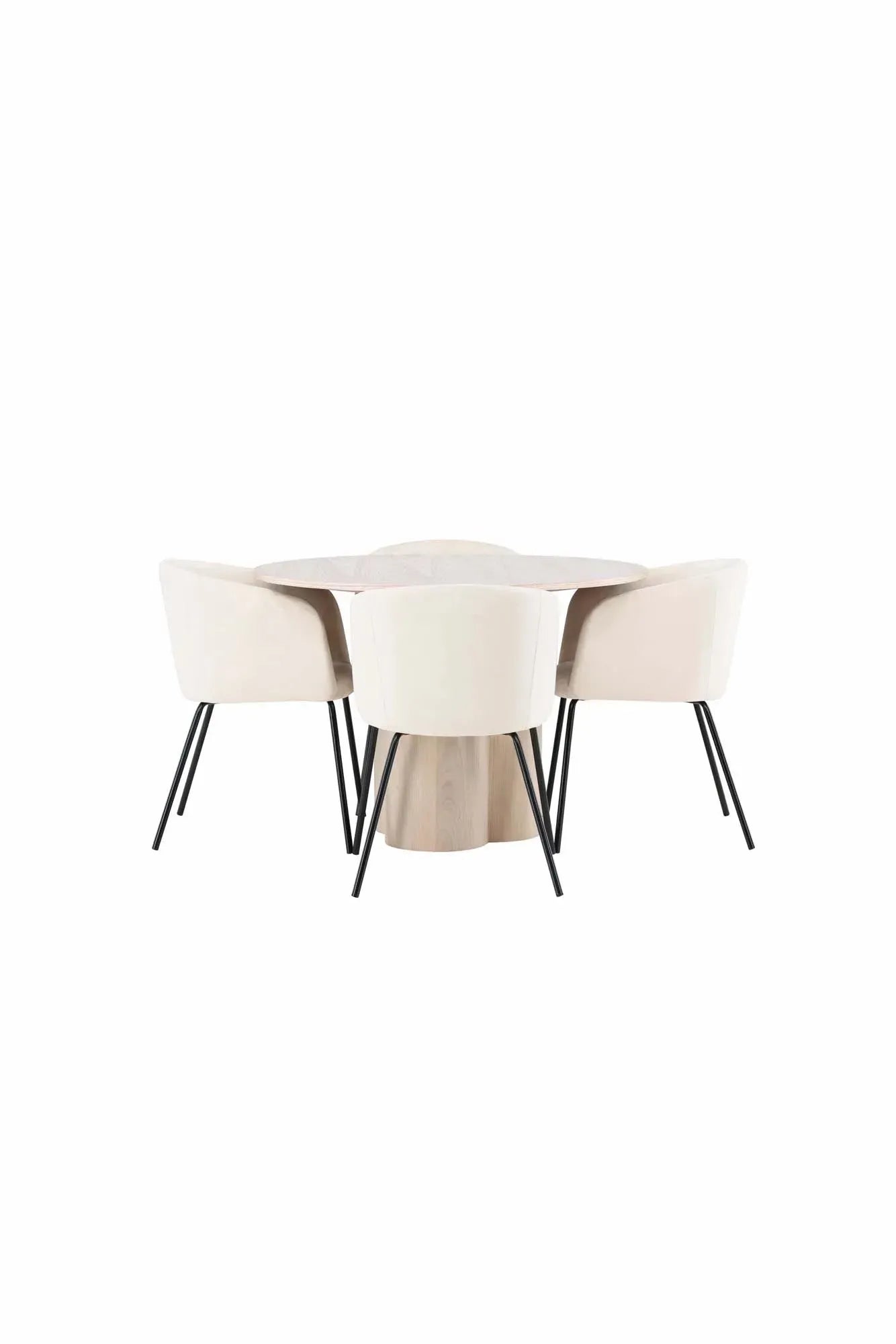 Stilvolles Olivia Esszimmer Set mit rundem Tisch und 4 Stühlen.