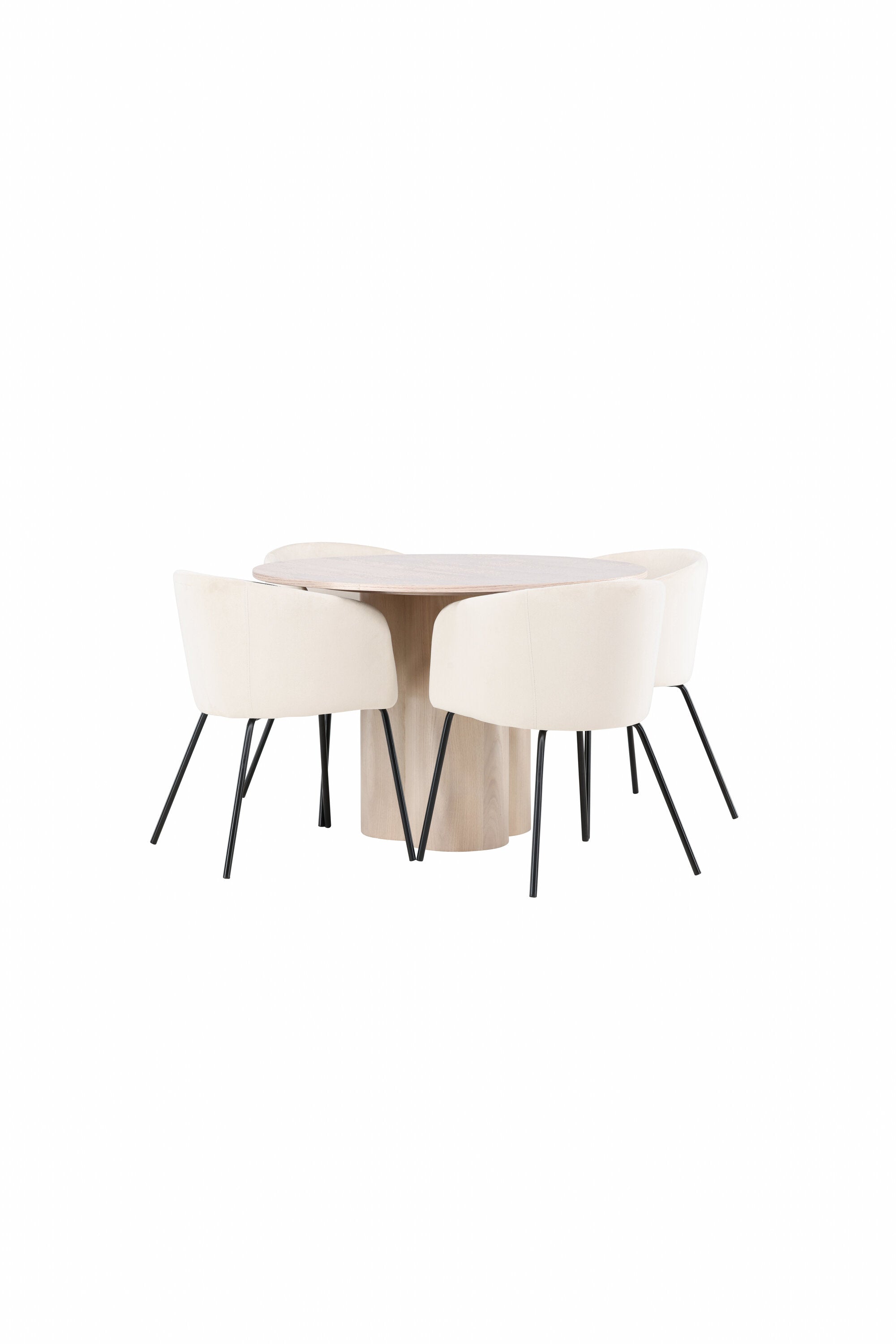 Olivia Esszimmer Set + Berit ⌀110cm/4St. in Natur / Beige / Schwarz präsentiert im Onlineshop von KAQTU Design AG. Esszimmerset ist von Venture Home