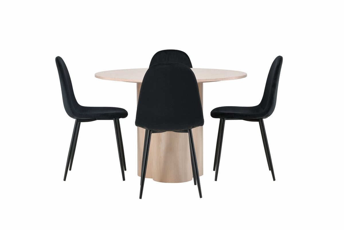 Olivia Esszimmer Set + Polar ⌀110cm/4St. in Natur / Schwarz präsentiert im Onlineshop von KAQTU Design AG. Esszimmerset ist von Venture Home