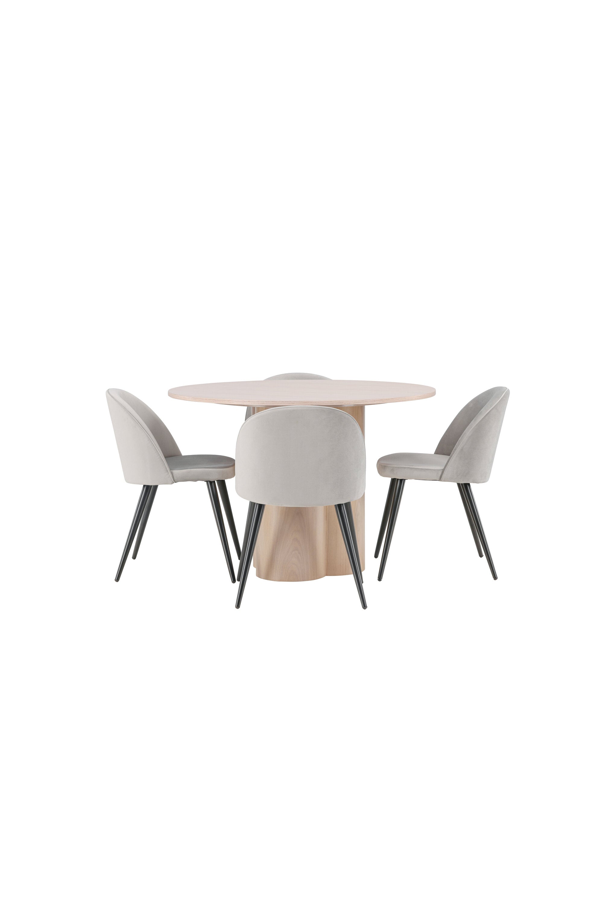 Olivia Esszimmer Set + Velvet ⌀110cm/4St. in Natur / Schwarzgrau präsentiert im Onlineshop von KAQTU Design AG. Esszimmerset ist von Venture Home