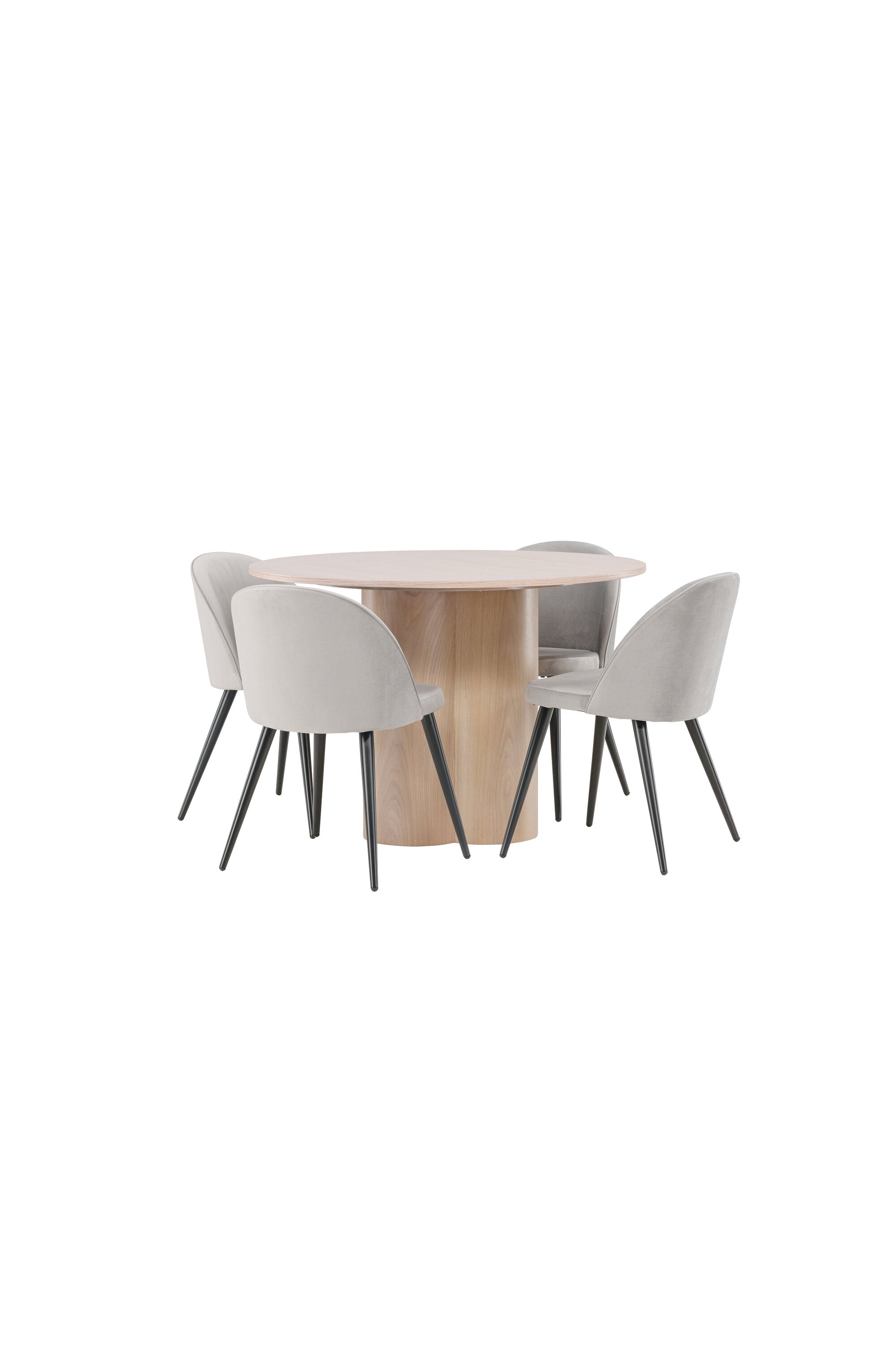 Olivia Esszimmer Set + Velvet ⌀110cm/4St. in Natur / Schwarzgrau präsentiert im Onlineshop von KAQTU Design AG. Esszimmerset ist von Venture Home