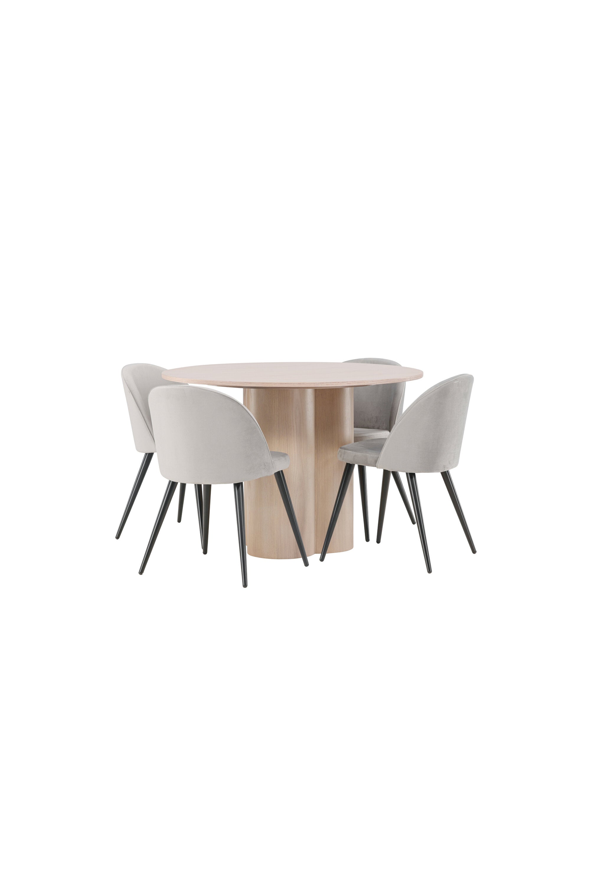 Olivia Esszimmer Set + Velvet ⌀110cm/4St. in Natur / Schwarzgrau präsentiert im Onlineshop von KAQTU Design AG. Esszimmerset ist von Venture Home