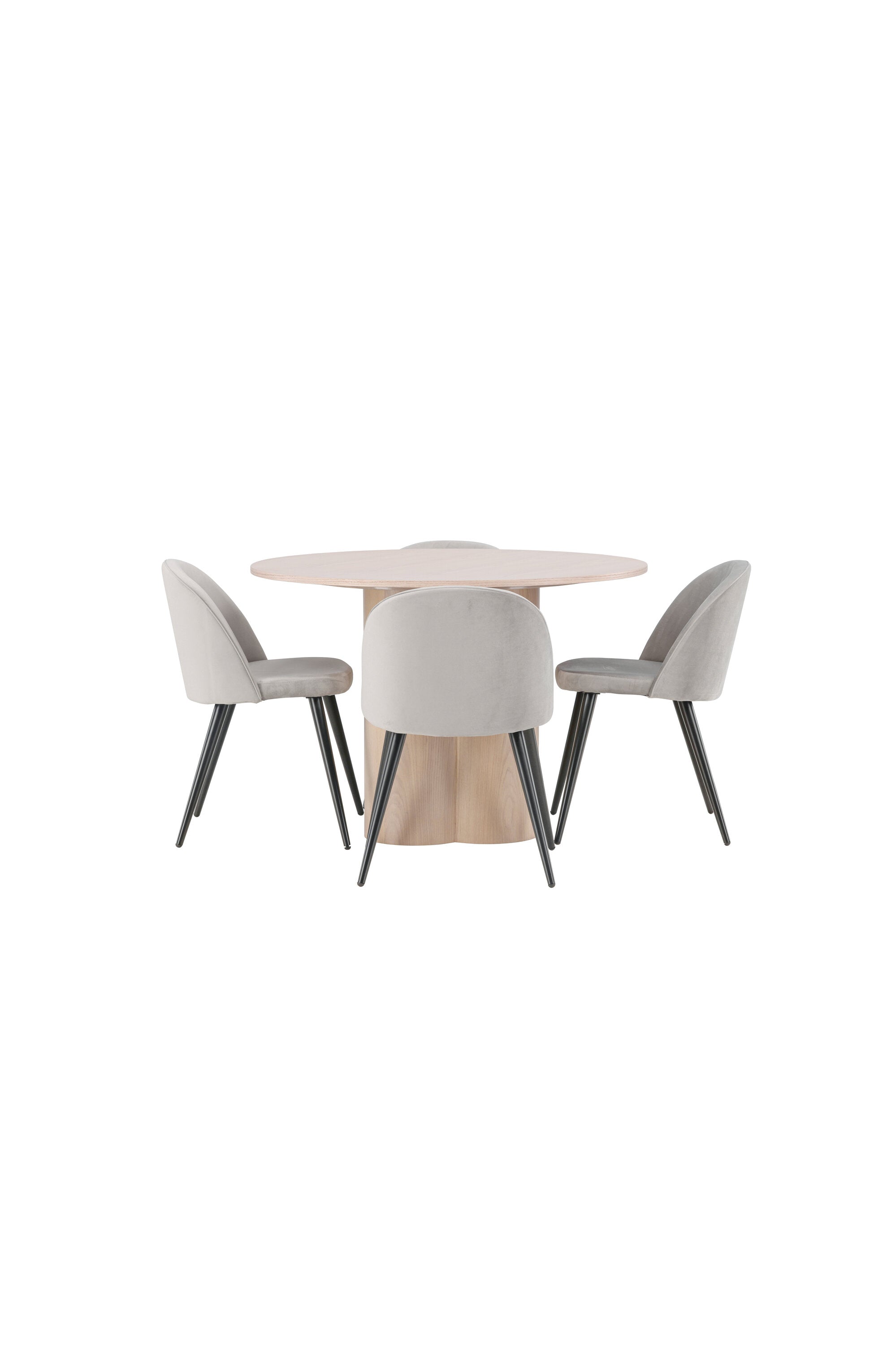 Olivia Esszimmer Set + Velvet ⌀110cm/4St. in Natur / Schwarzgrau präsentiert im Onlineshop von KAQTU Design AG. Esszimmerset ist von Venture Home