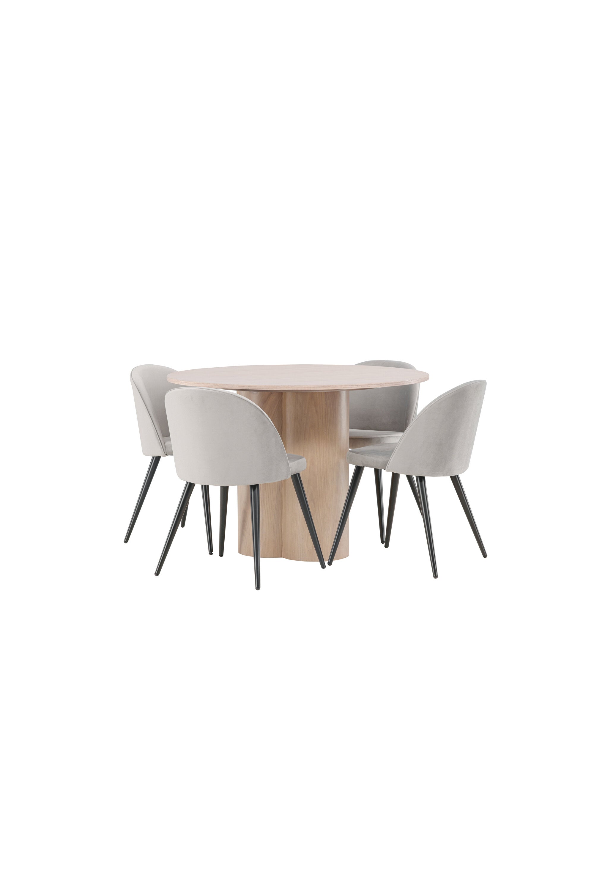 Olivia Esszimmer Set + Velvet ⌀110cm/4St. in Natur / Schwarzgrau präsentiert im Onlineshop von KAQTU Design AG. Esszimmerset ist von Venture Home