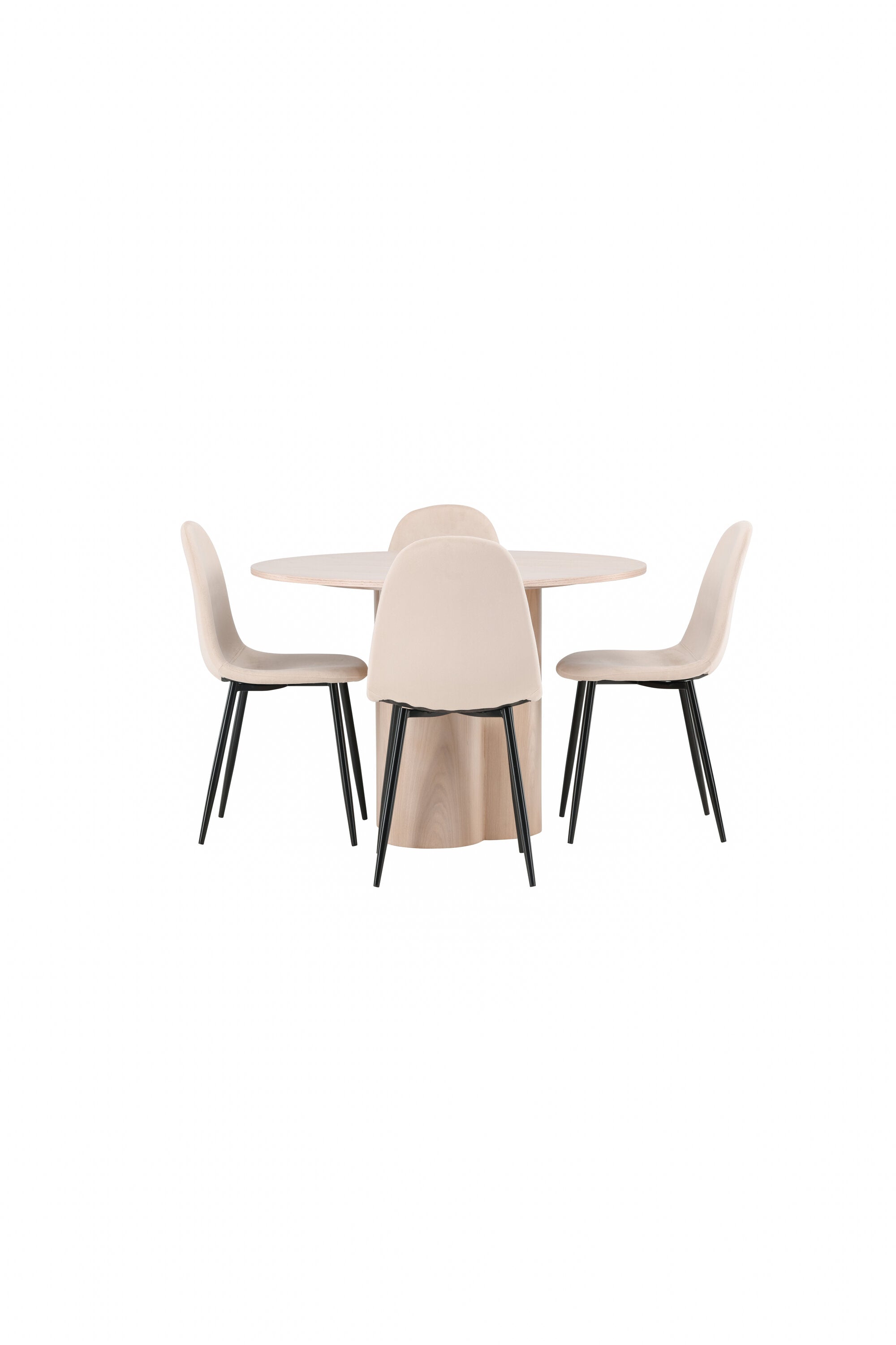 Olivia Esszimmer Set + Polar ⌀110cm/4St. in Natur / Beige / Schwarz präsentiert im Onlineshop von KAQTU Design AG. Esszimmerset ist von Venture Home