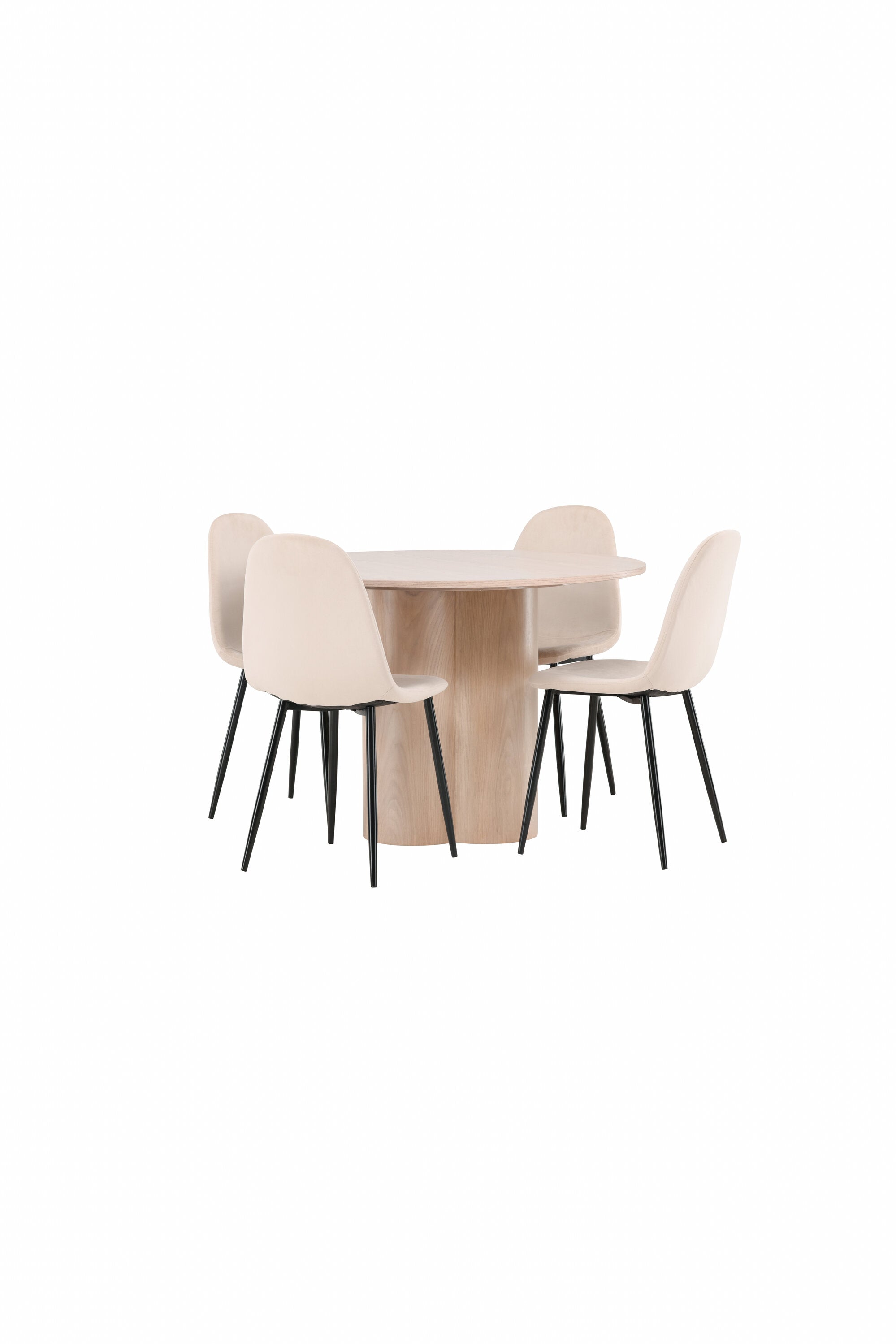 Olivia Esszimmer Set + Polar ⌀110cm/4St. in Natur / Beige / Schwarz präsentiert im Onlineshop von KAQTU Design AG. Esszimmerset ist von Venture Home