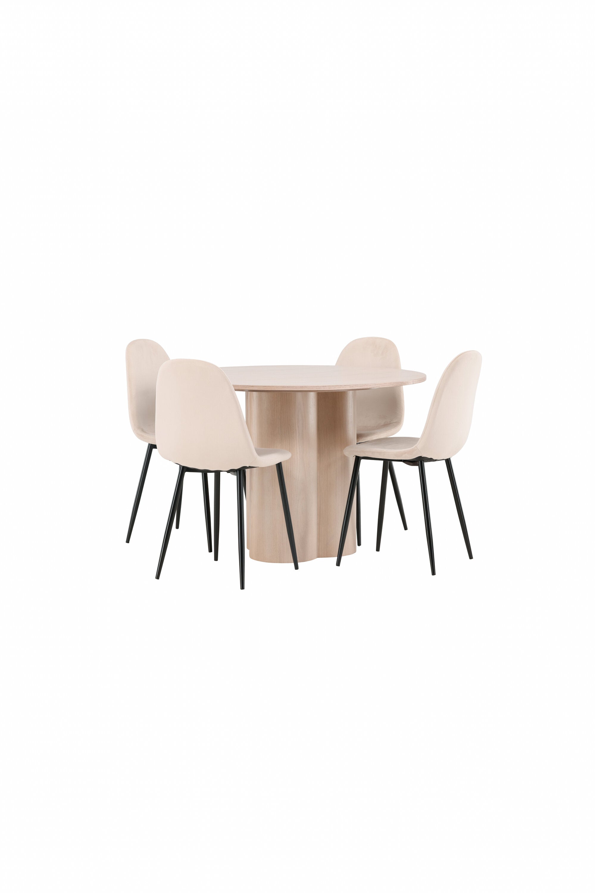Olivia Esszimmer Set + Polar ⌀110cm/4St. in Natur / Beige / Schwarz präsentiert im Onlineshop von KAQTU Design AG. Esszimmerset ist von Venture Home