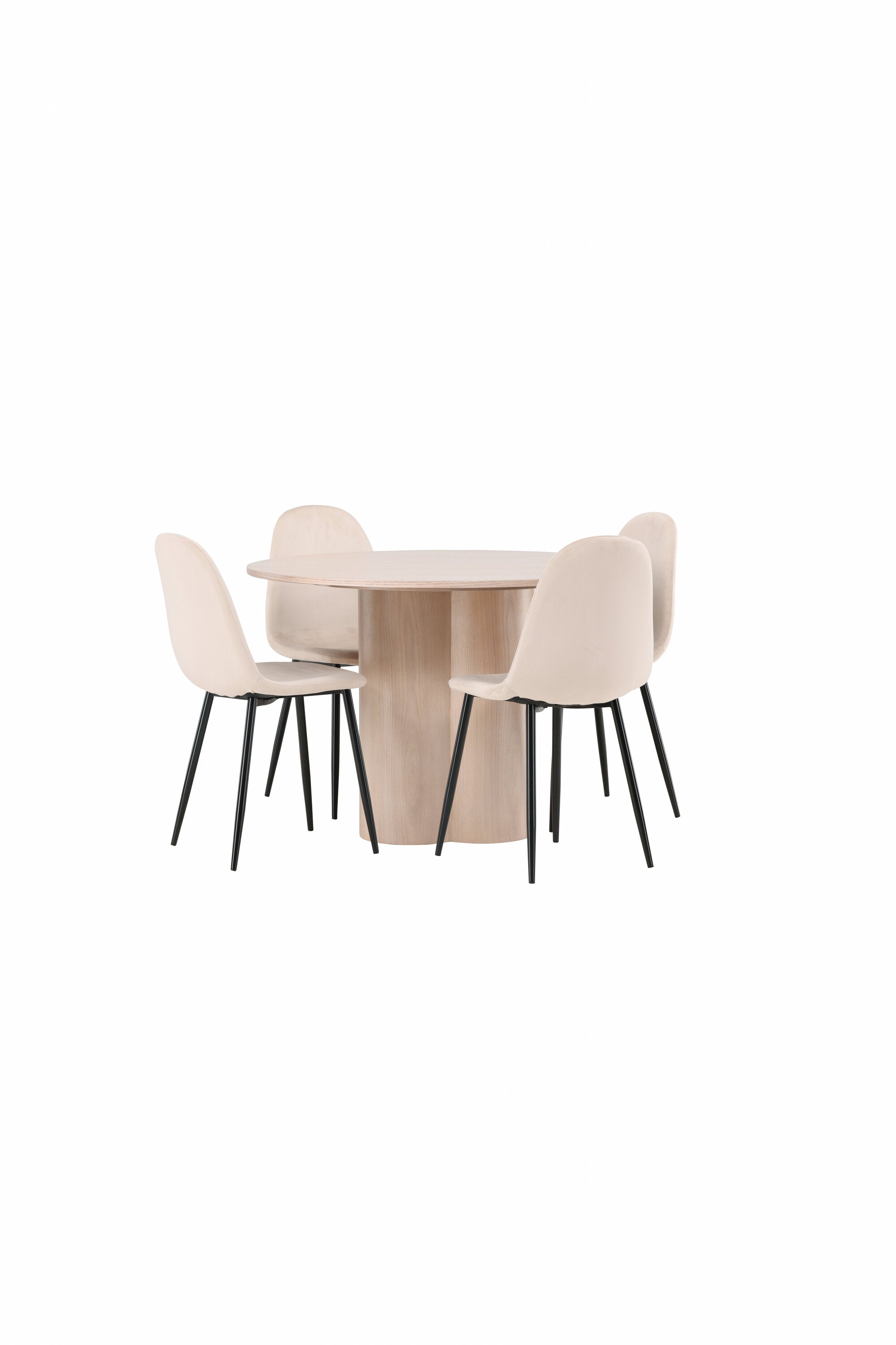 Olivia Esszimmer Set + Polar ⌀110cm/4St. in Natur / Beige / Schwarz präsentiert im Onlineshop von KAQTU Design AG. Esszimmerset ist von Venture Home