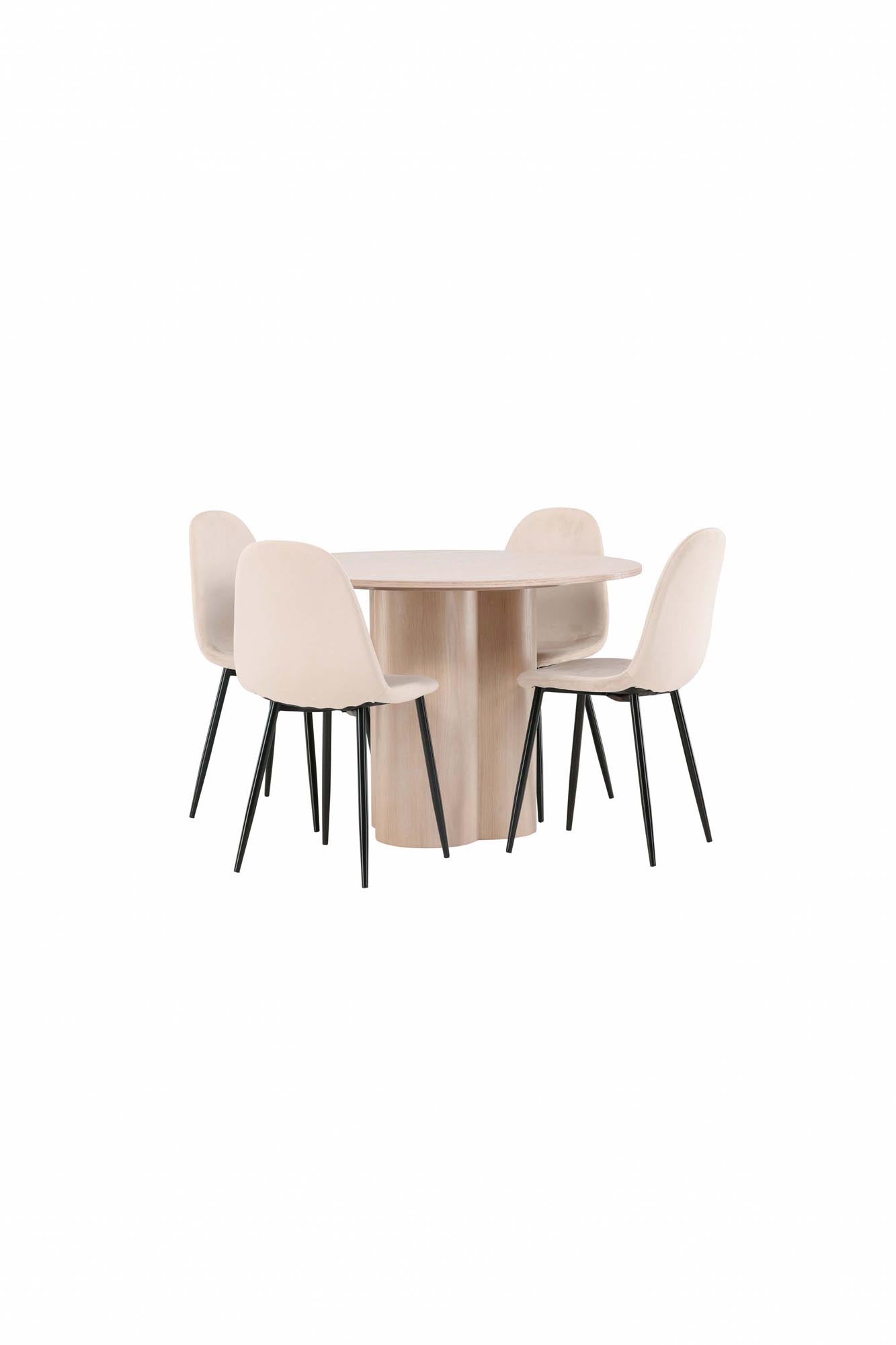 Stilvolles Olivia Esszimmer Set mit rundem Tisch und 4 Stühlen.