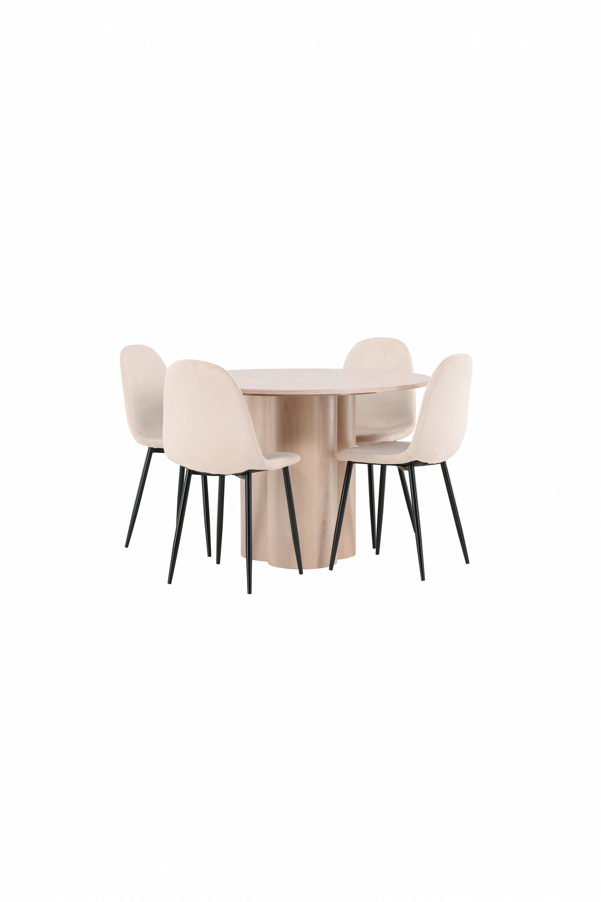 Olivia Esszimmer Set + Polar ⌀110cm/4St. in Natur / Beige / Schwarz präsentiert im Onlineshop von KAQTU Design AG. Esszimmerset ist von Venture Home