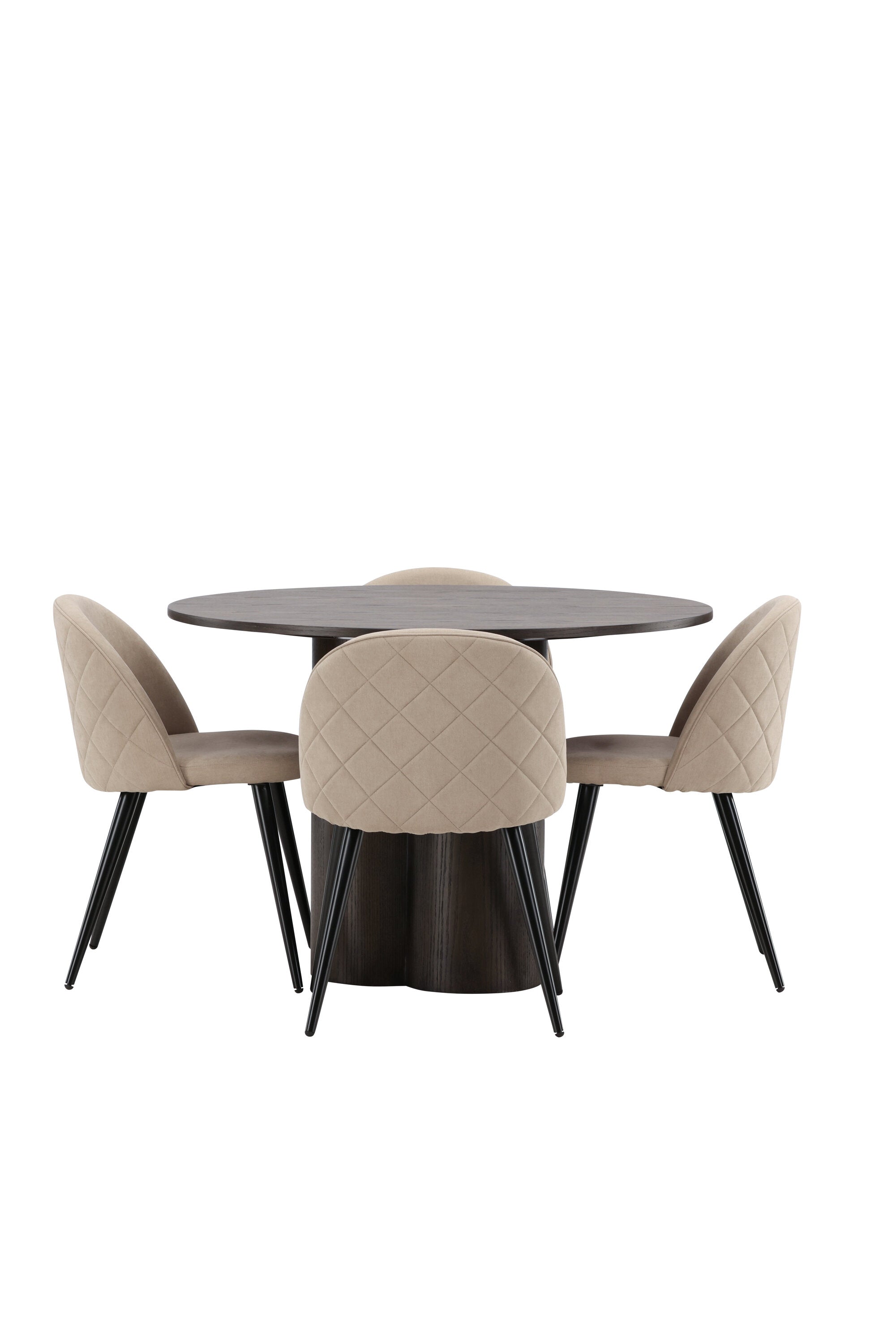 Olivia Esszimmer Set + Velvet ⌀110cm/4St. in Beige, Schwarz präsentiert im Onlineshop von KAQTU Design AG. Esszimmerset ist von Venture Home