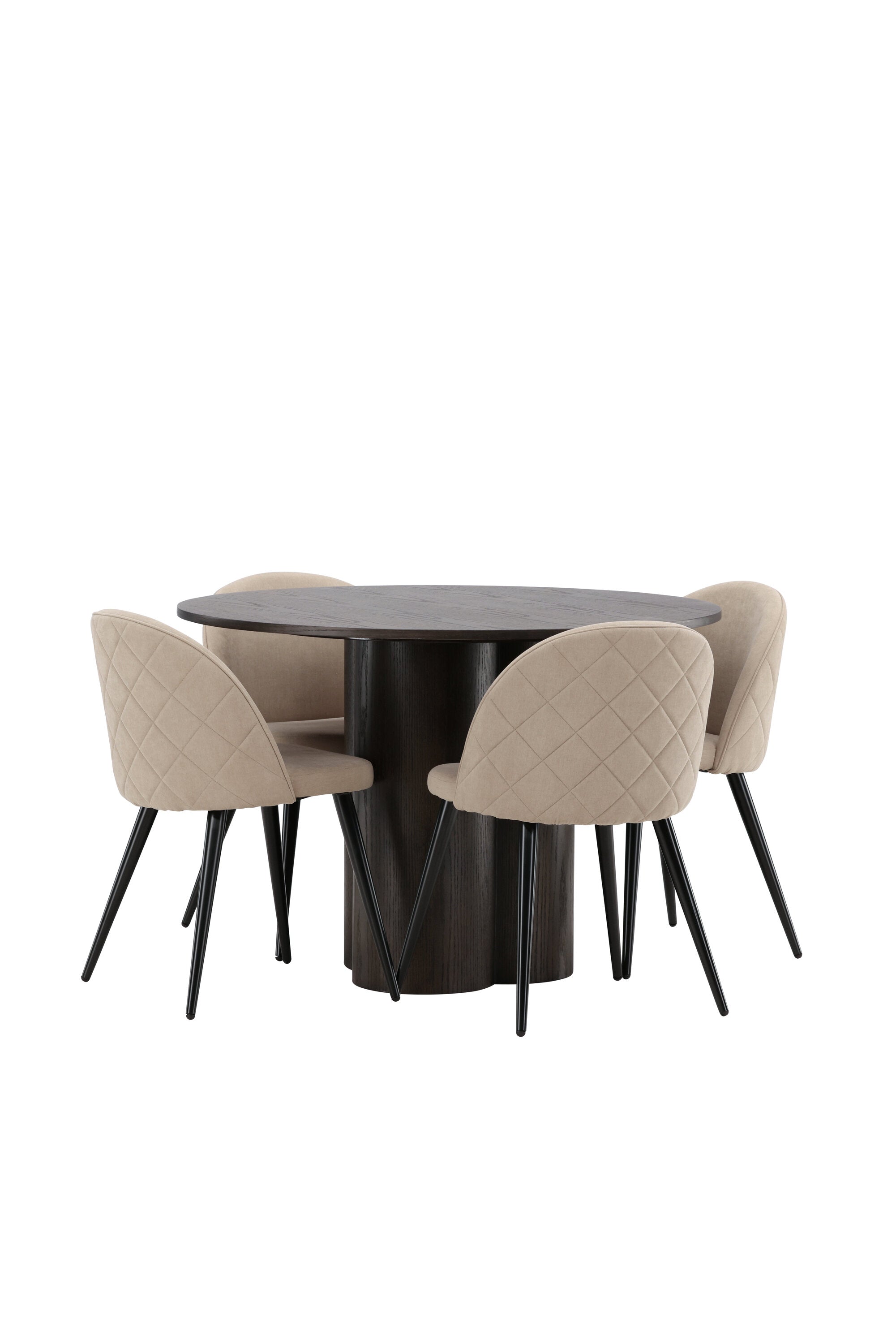 Olivia Esszimmer Set + Velvet ⌀110cm/4St. in Beige, Schwarz präsentiert im Onlineshop von KAQTU Design AG. Esszimmerset ist von Venture Home