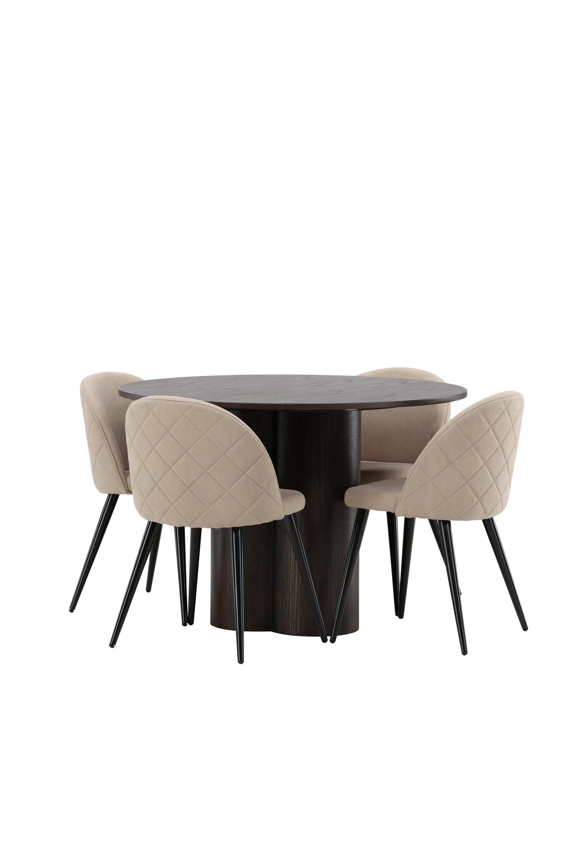 Olivia Esszimmer Set + Velvet ⌀110cm/4St. in Beige, Schwarz präsentiert im Onlineshop von KAQTU Design AG. Esszimmerset ist von Venture Home