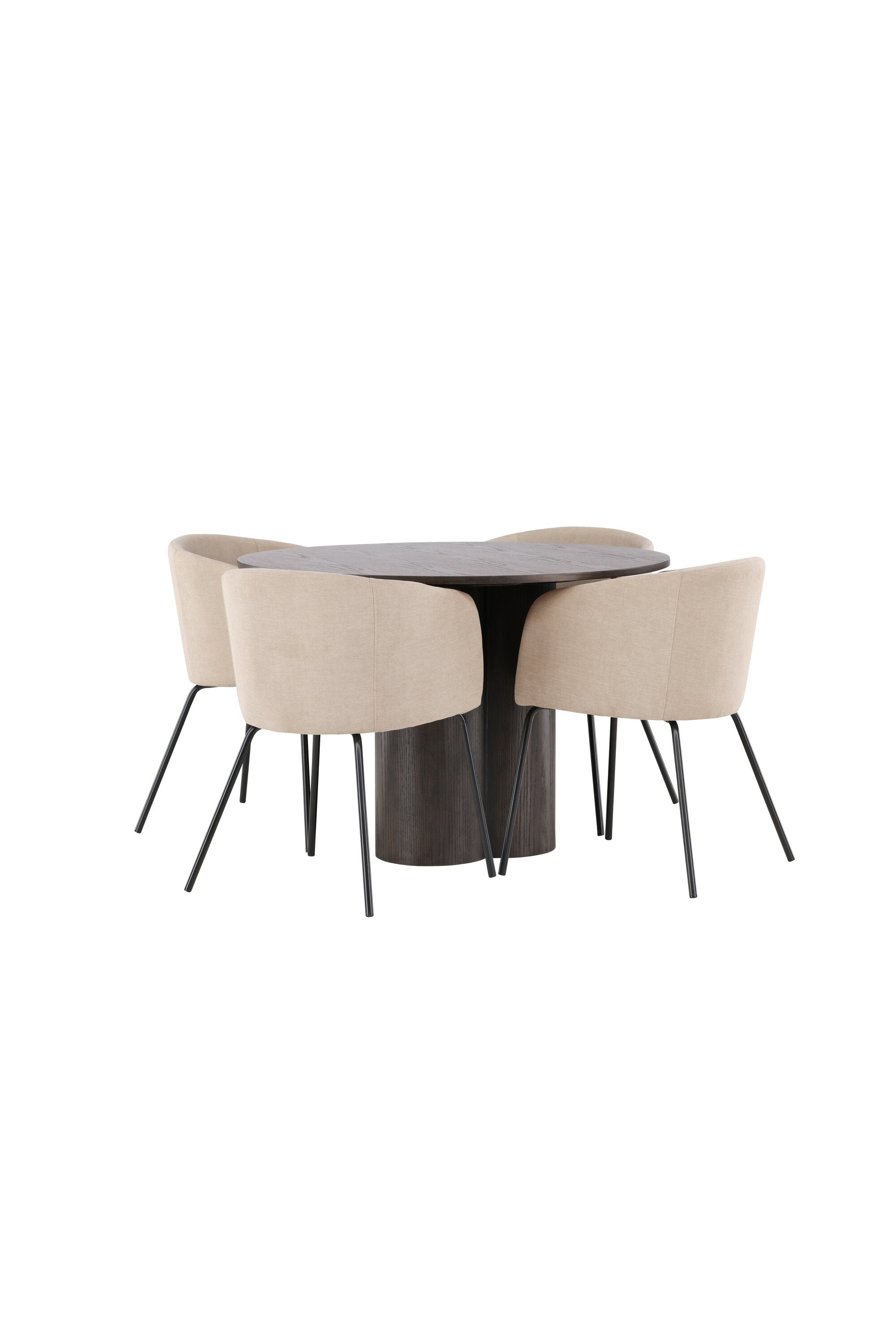 Olivia Esszimmer Set + Berit ⌀110cm/4St. in Braun / Beige / Schwarz präsentiert im Onlineshop von KAQTU Design AG. Esszimmerset ist von Venture Home