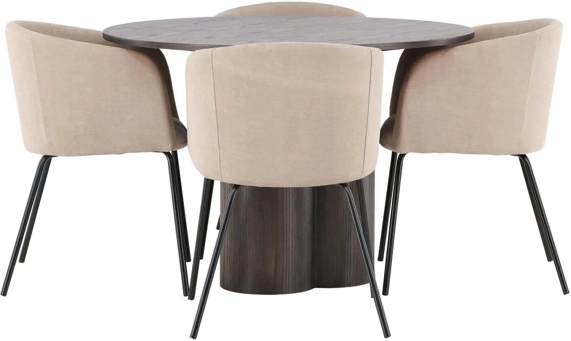 Elegantes Olivia Set: Runder Tisch Berit mit 4 stilvollen Stühlen.