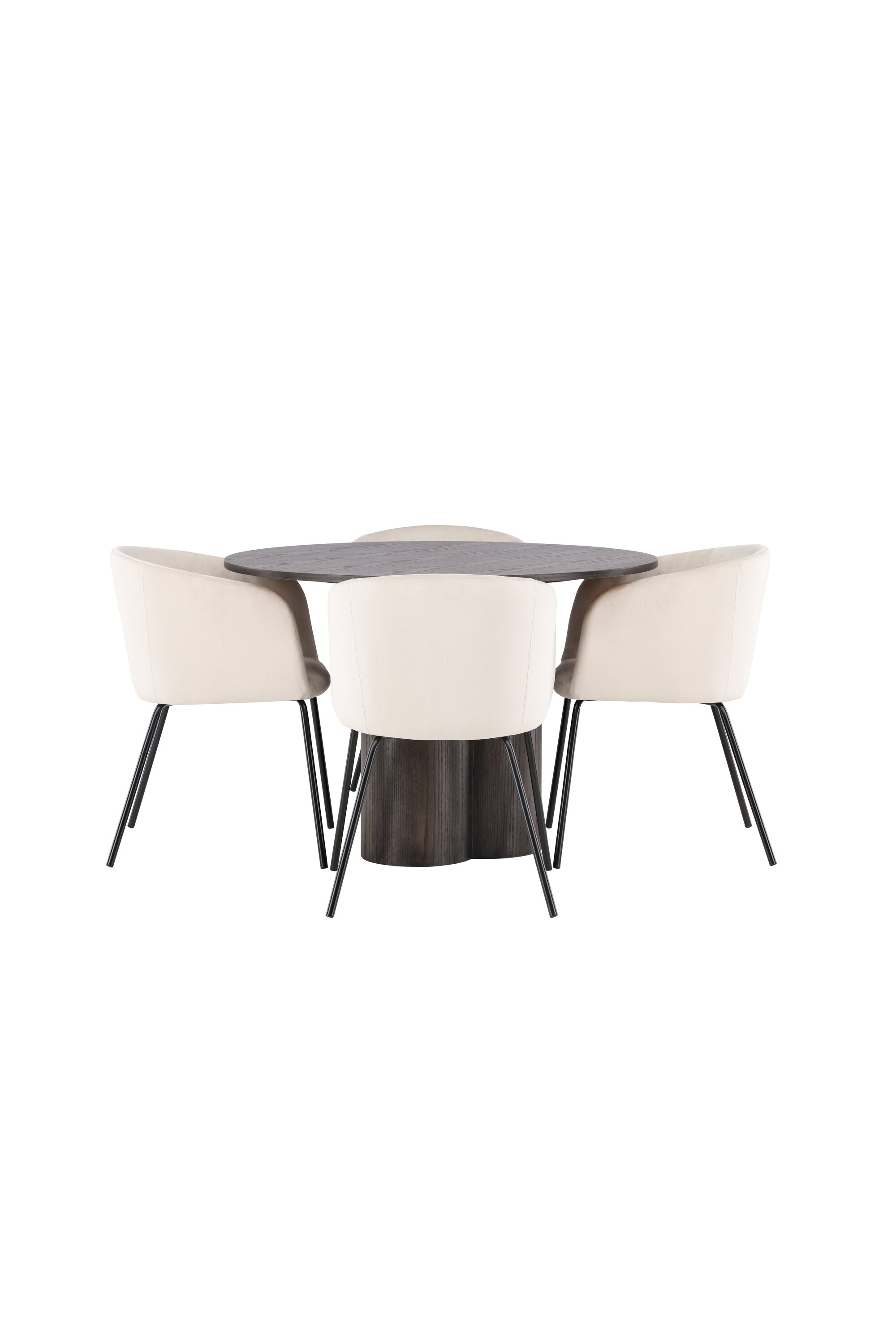 Olivia Esszimmer Set + Berit ⌀110cm/4St. in Braun / Beige / Schwarz präsentiert im Onlineshop von KAQTU Design AG. Esszimmerset ist von Venture Home
