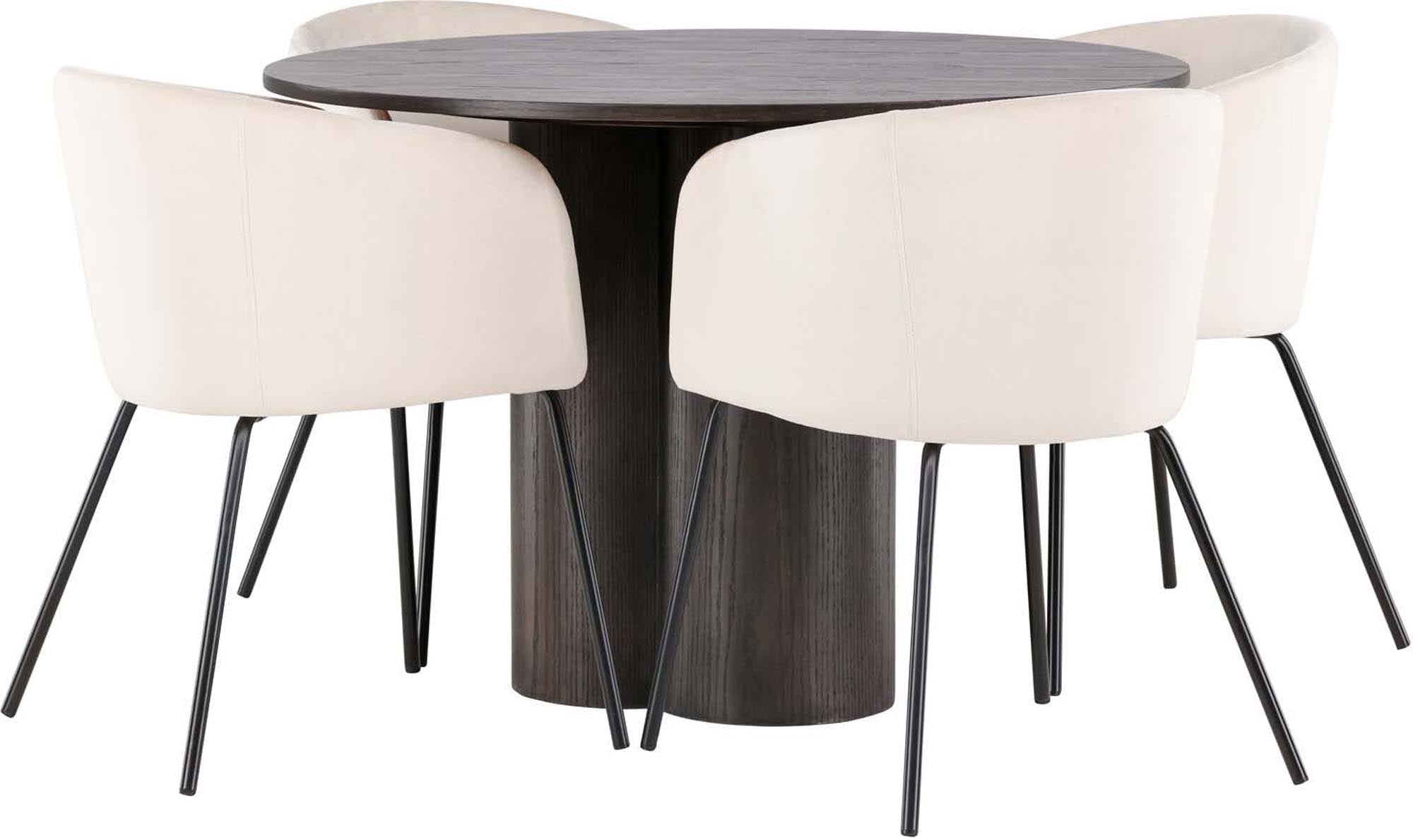 Stilvolles Olivia Esszimmer Set mit rundem Tisch und 4 Stühlen.