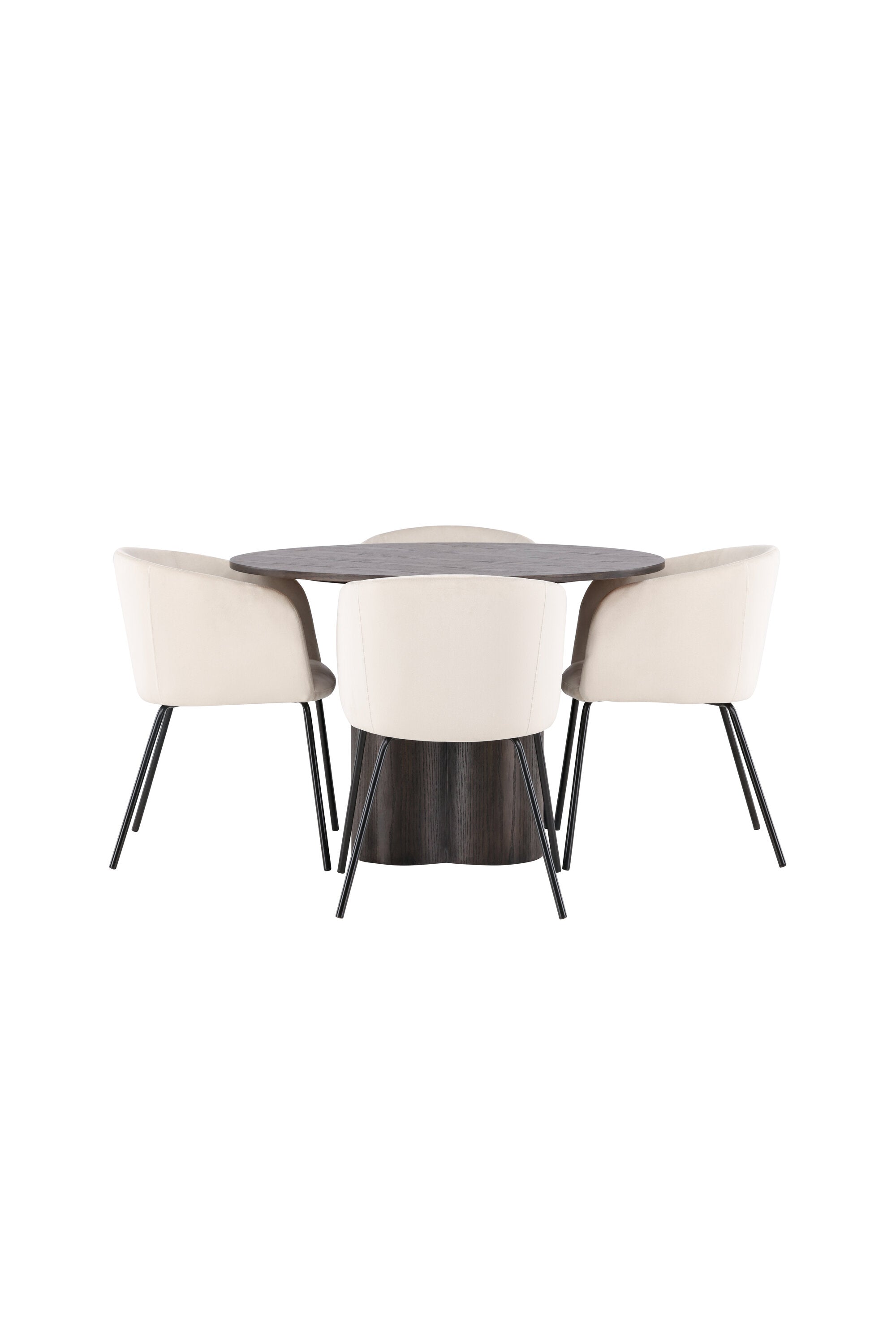 Olivia Esszimmer Set + Berit ⌀110cm/4St. in Braun / Beige / Schwarz präsentiert im Onlineshop von KAQTU Design AG. Esszimmerset ist von Venture Home