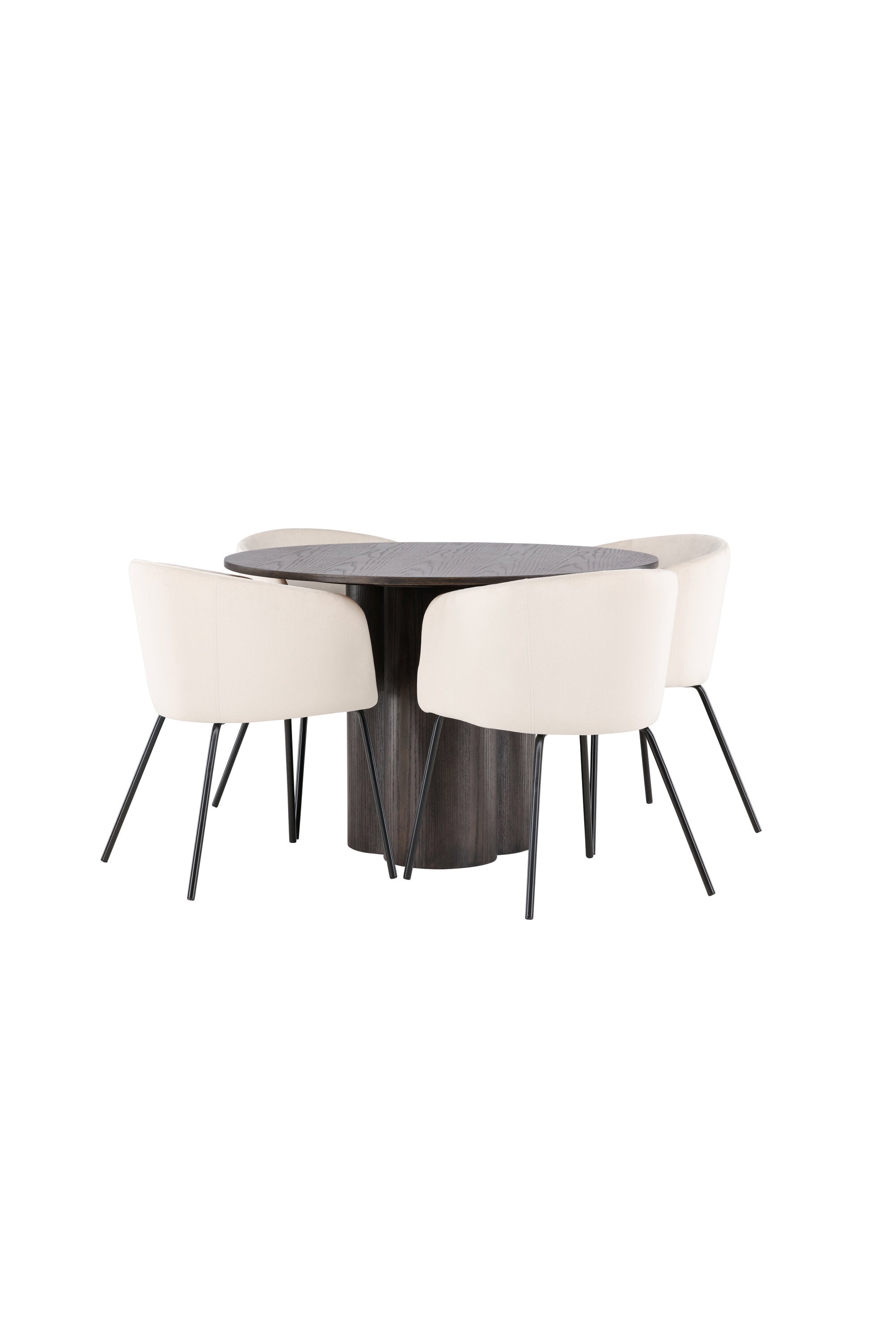 Olivia Esszimmer Set + Berit ⌀110cm/4St. in Braun / Beige / Schwarz präsentiert im Onlineshop von KAQTU Design AG. Esszimmerset ist von Venture Home