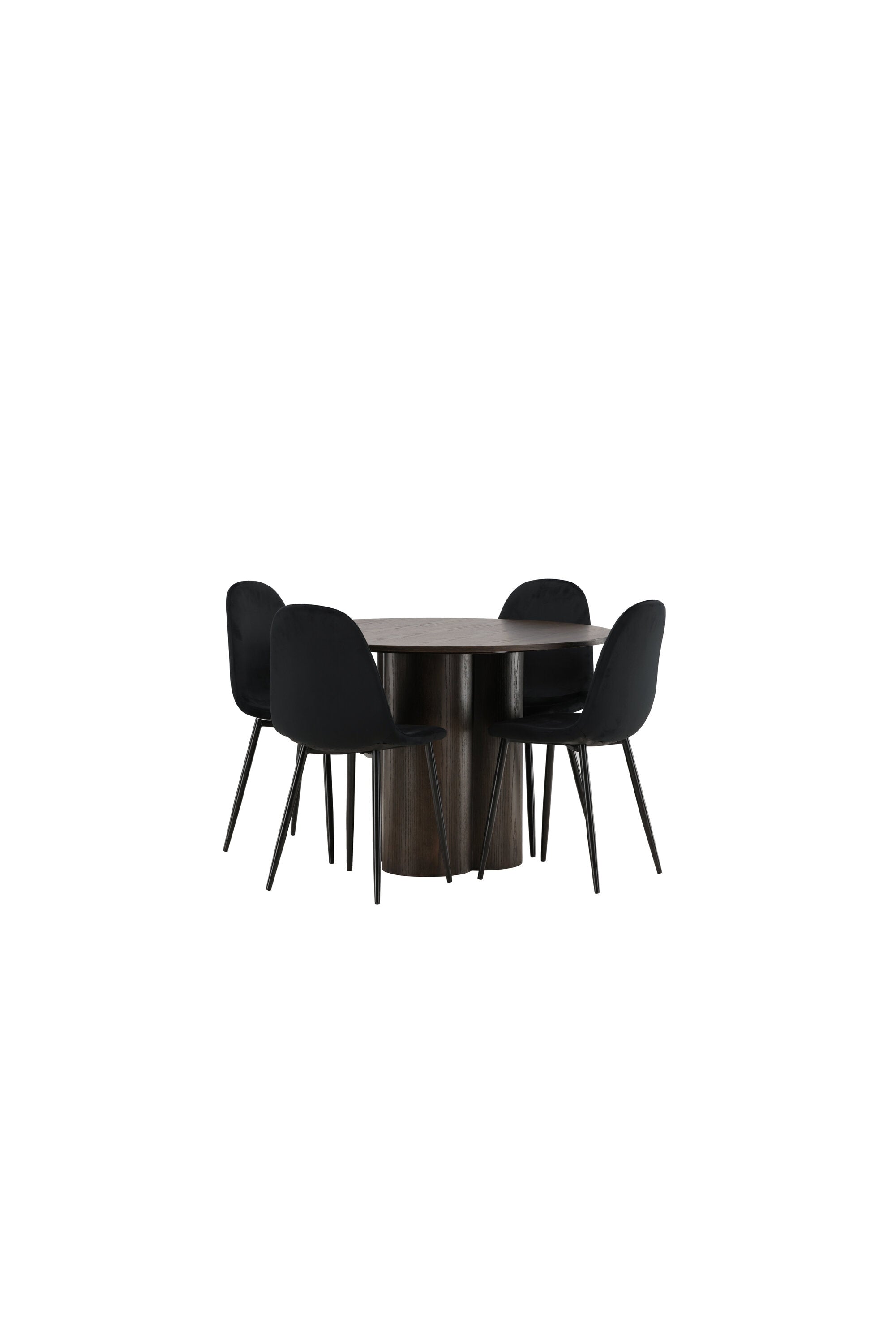 Olivia Esszimmer Set + Polar ⌀110cm/4St. in Schwarz präsentiert im Onlineshop von KAQTU Design AG. Esszimmerset ist von Venture Home